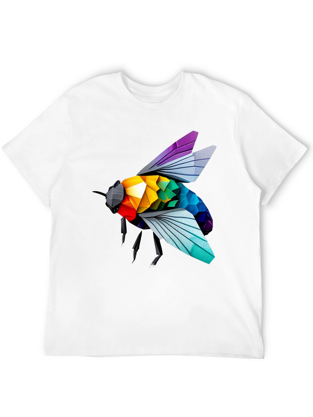 Rainbow Bee Graphic T-Shirt - Stylish Black Tee
