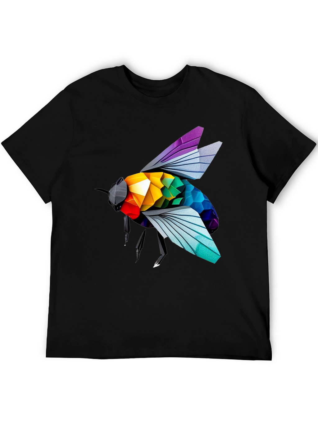 Rainbow Bee Graphic T-Shirt - Stylish Black Tee