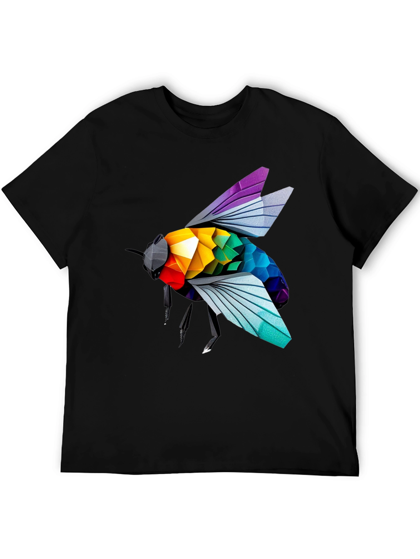 Rainbow Bee Graphic T-Shirt - Stylish Black Tee