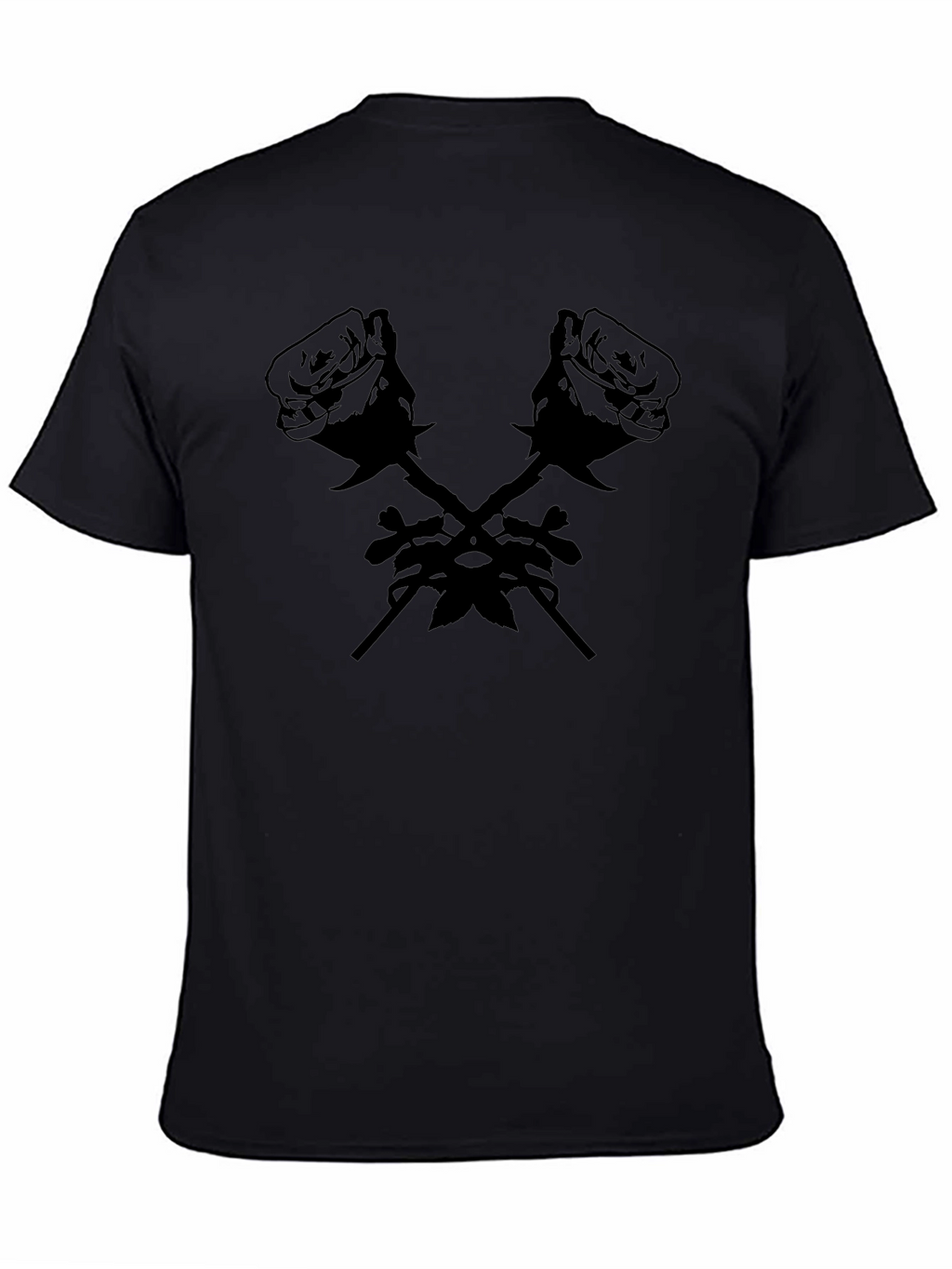 Rose Cross Graphic Tee - Bold Black T-Shirt