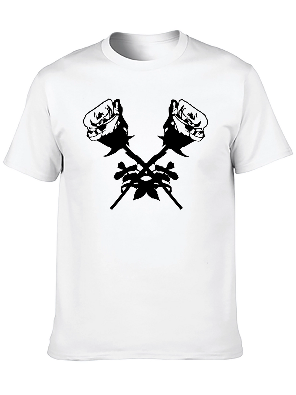 Rose Cross Graphic Tee - Bold Black T-Shirt