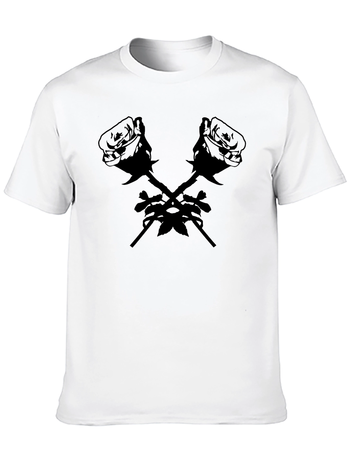 Rose Cross Graphic Tee - Bold Black T-Shirt
