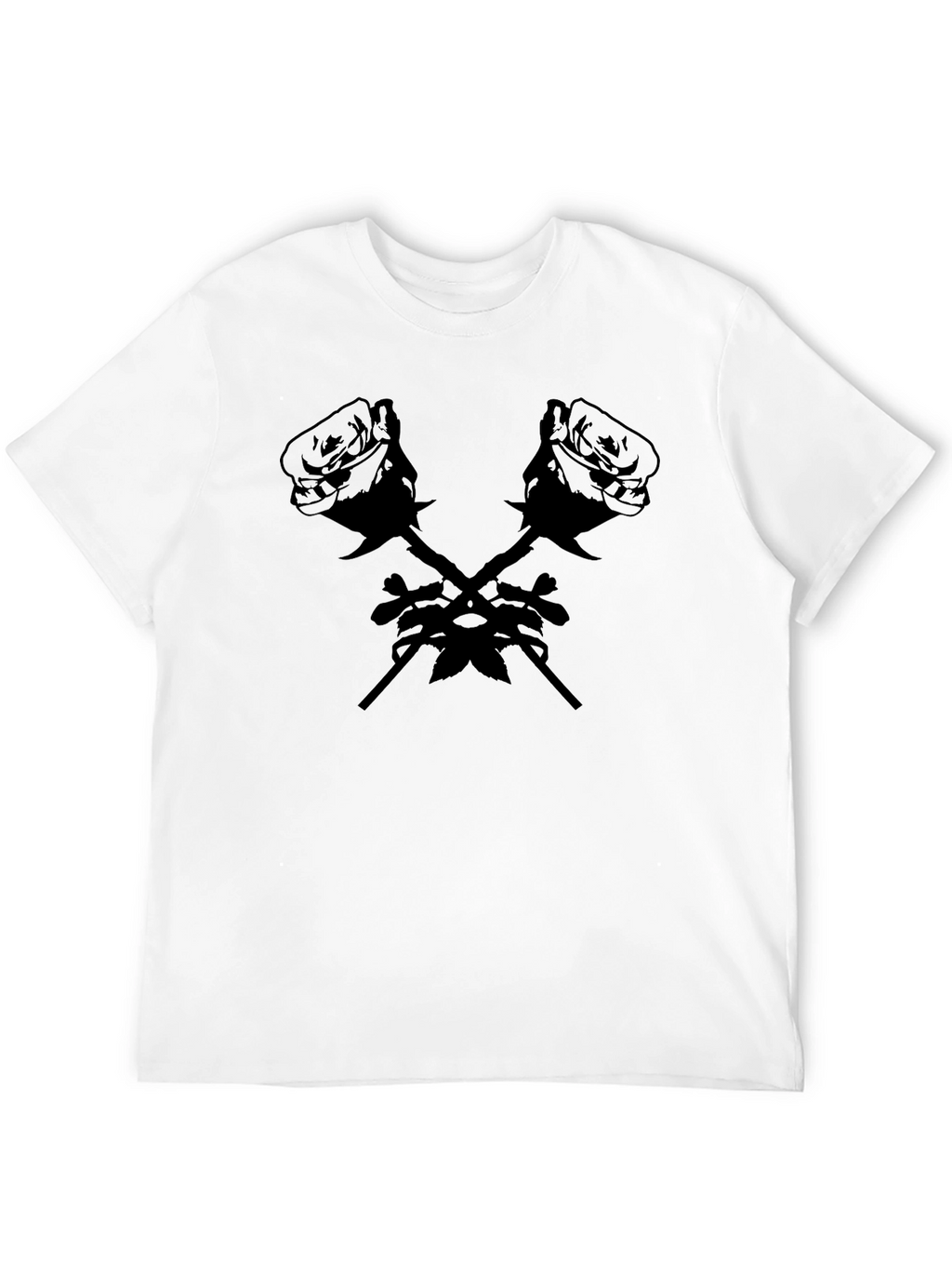 Rose Cross Graphic Tee - Bold Black T-Shirt