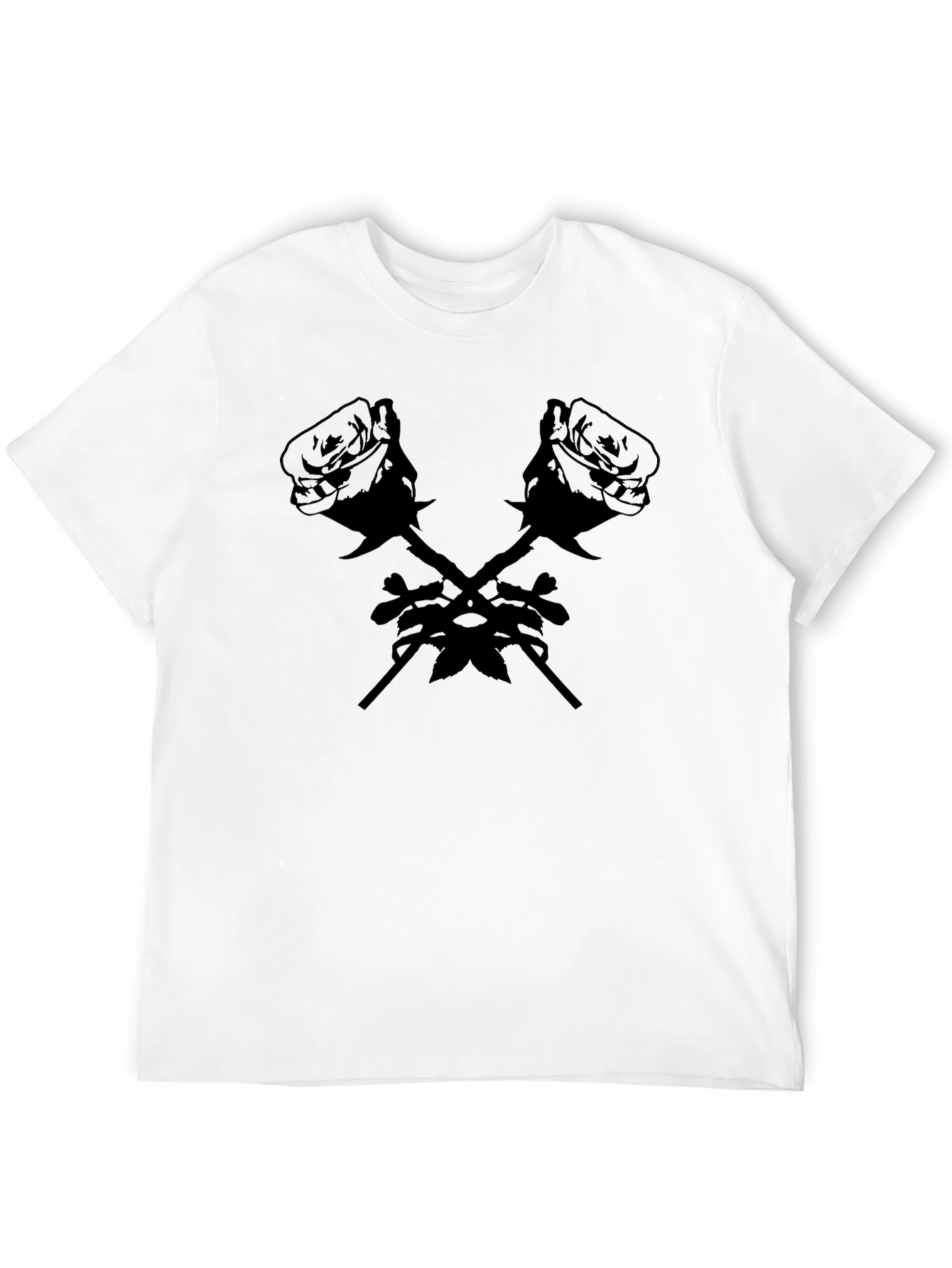 Rose Cross Graphic Tee - Bold Black T-Shirt