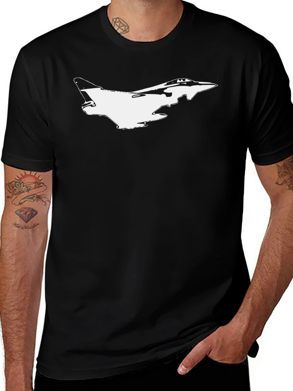 Jet Fighter Graphic Tee - Black Cotton T-Shirt
