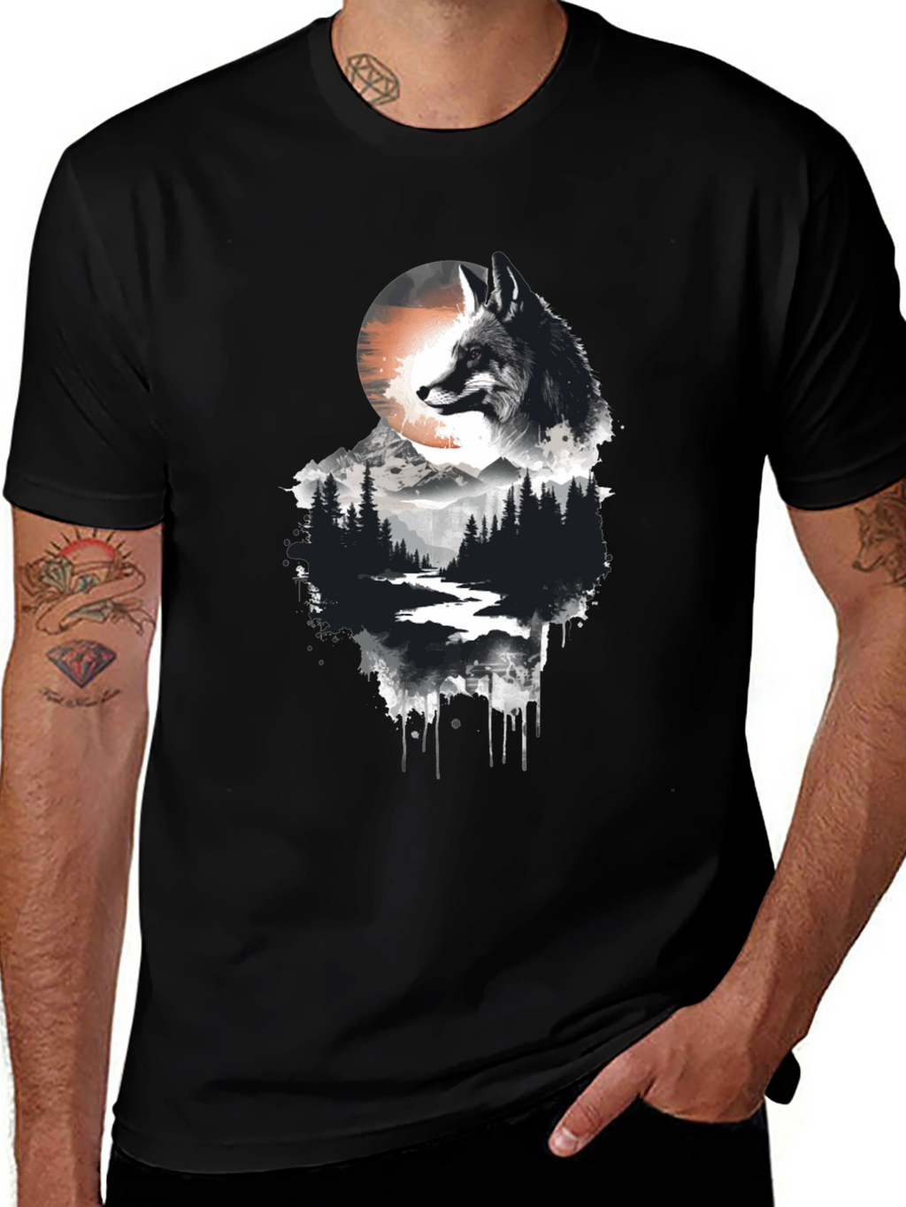 Fox Landscape Graphic Tee - Nature Inspired Style