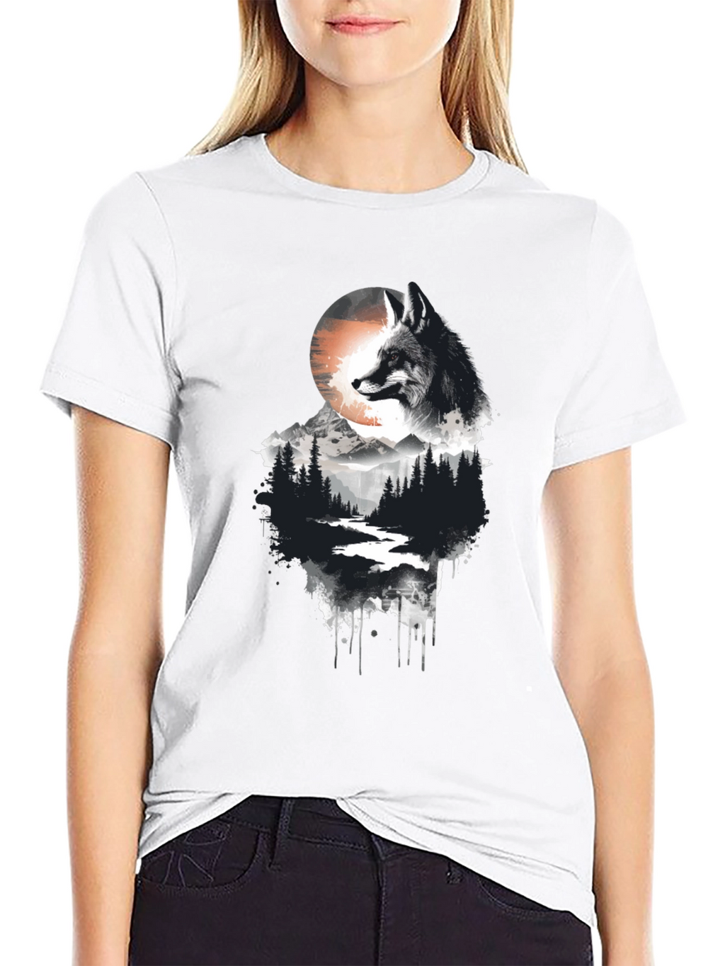 Fox Landscape Graphic Tee - Nature Inspired Style