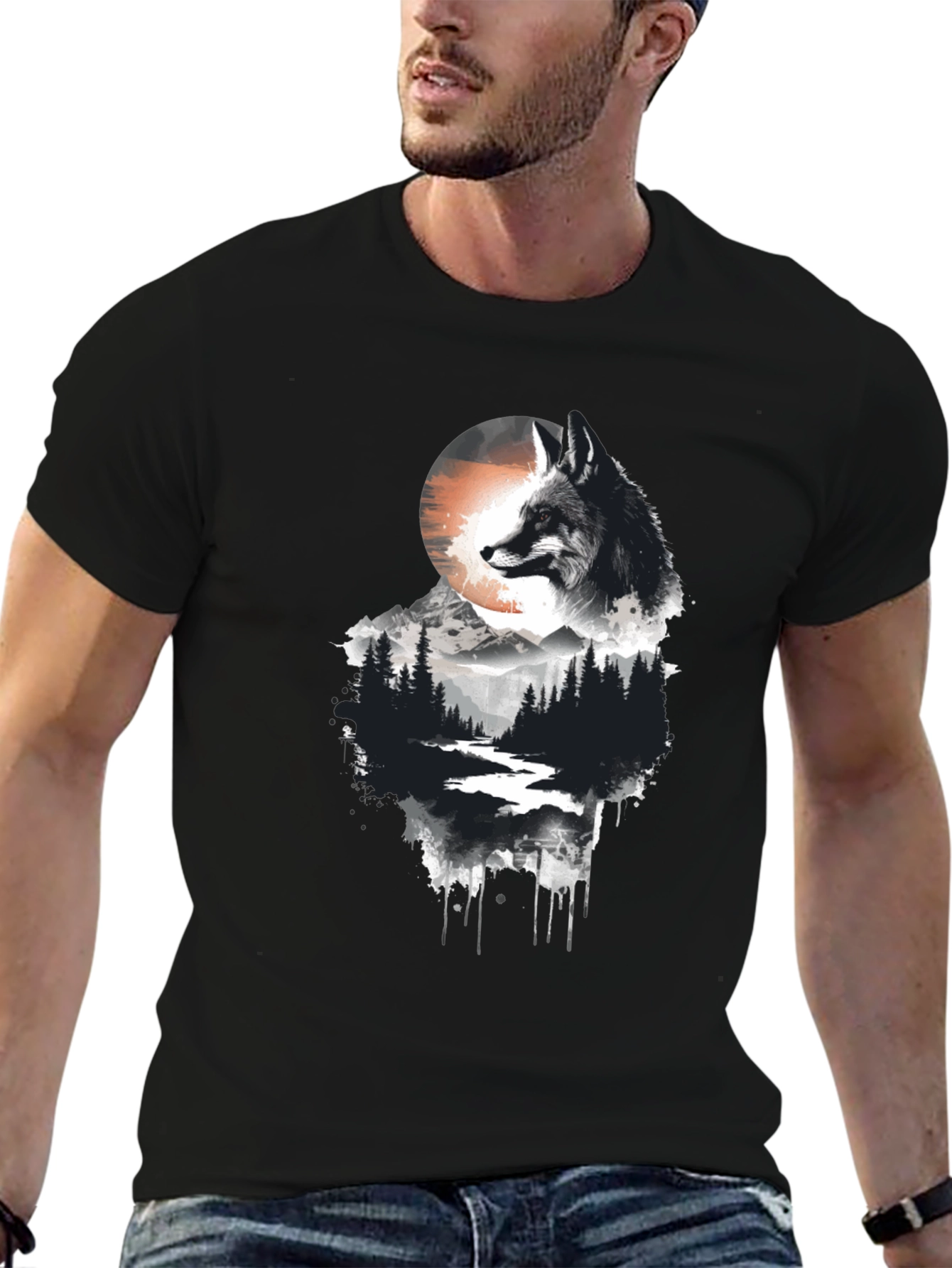 Fox Landscape Graphic Tee - Nature Inspired Style