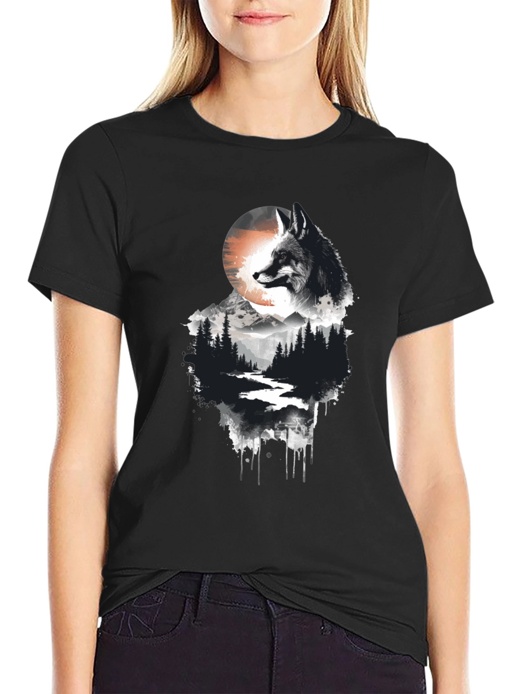 Fox Landscape Graphic Tee - Nature Inspired Style