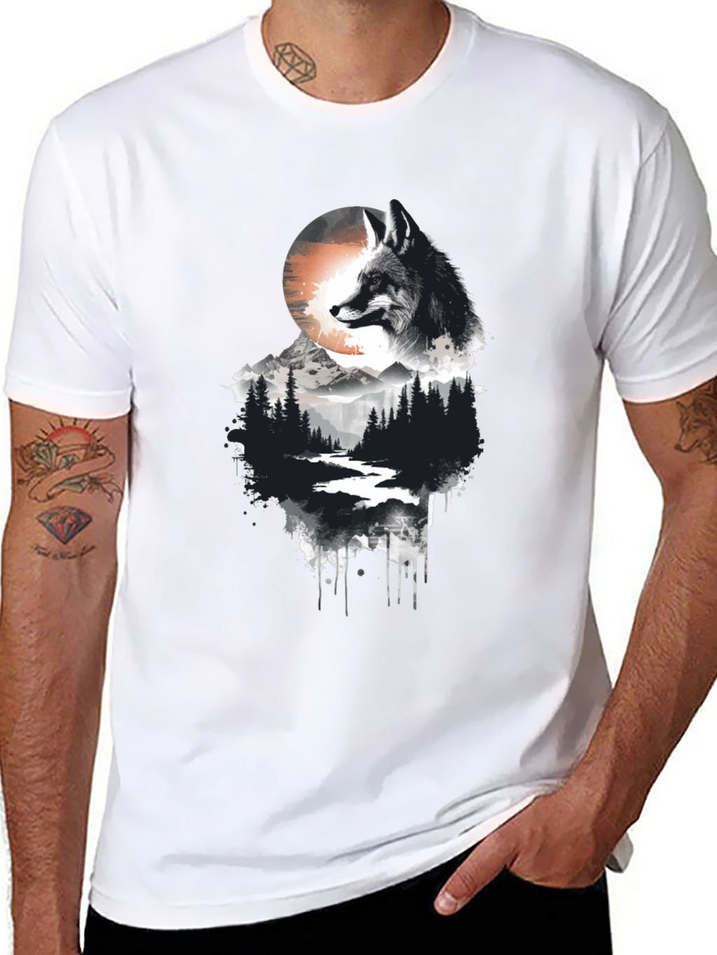 Fox Landscape Graphic Tee - Nature Inspired Style