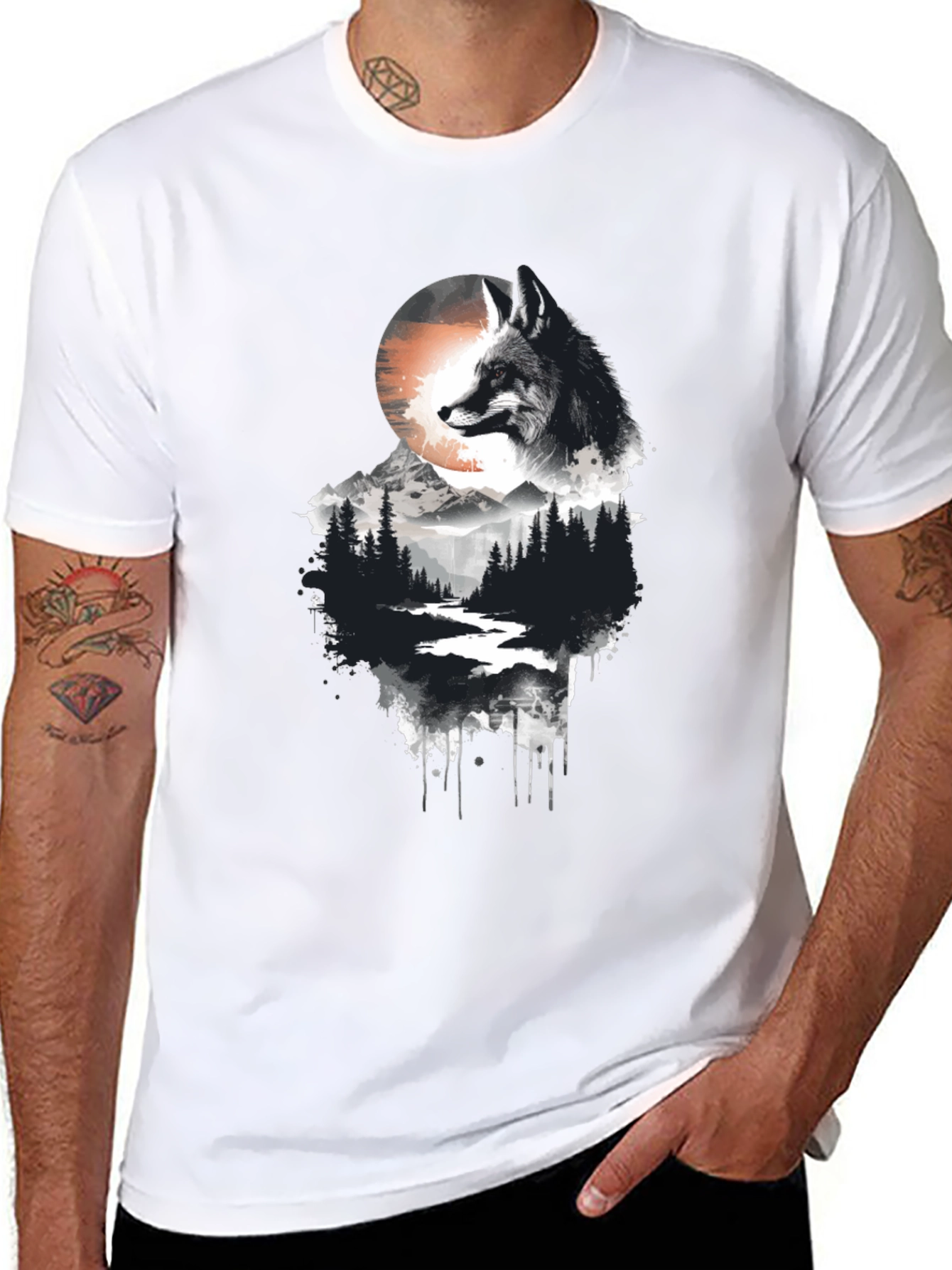 Fox Landscape Graphic Tee - Nature Inspired Style