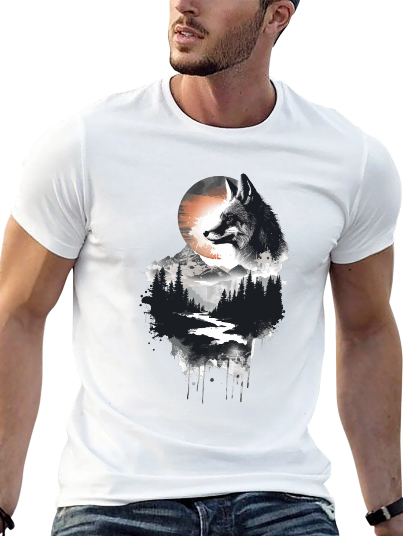 Fox Landscape Graphic Tee - Nature Inspired Style