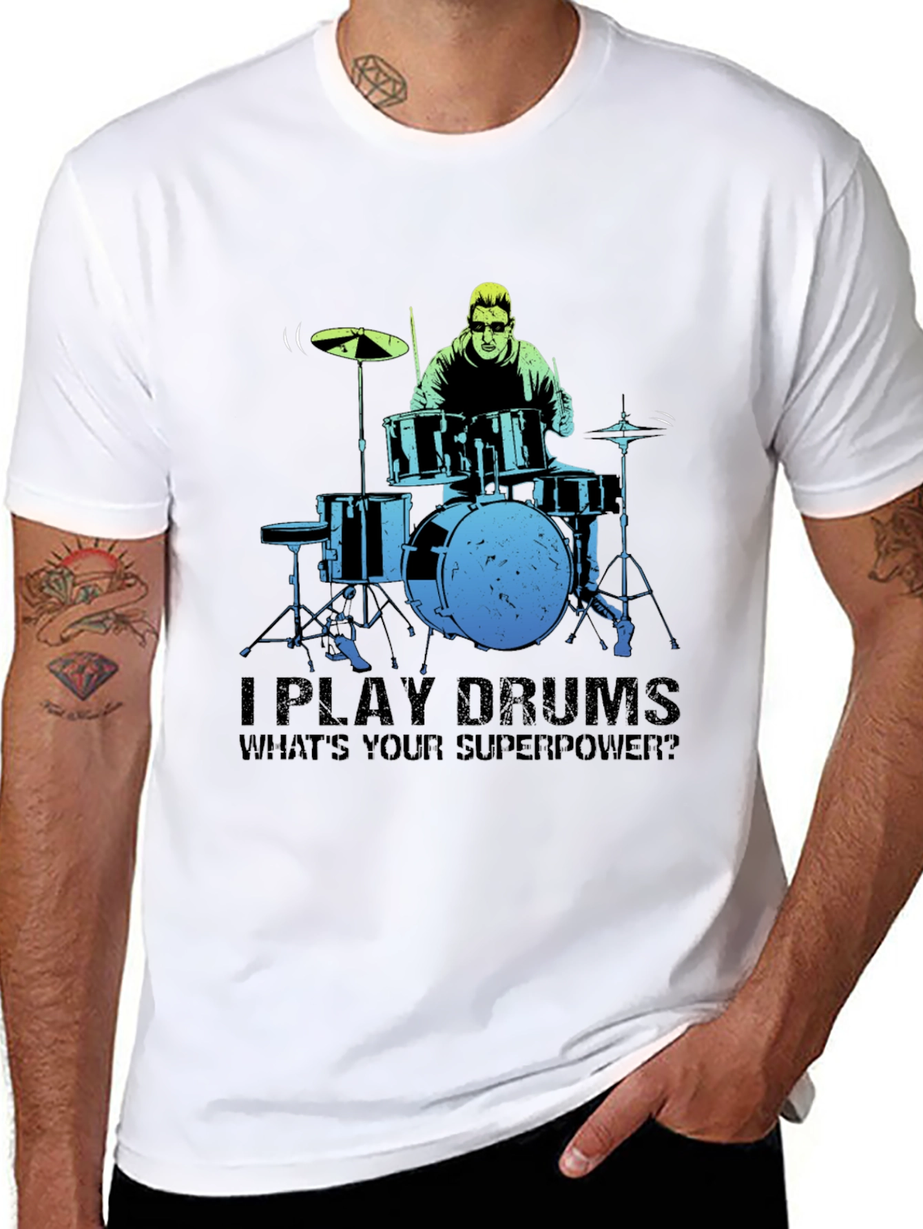 Drummer Superpower Graphic Tee - Music Lover Gift