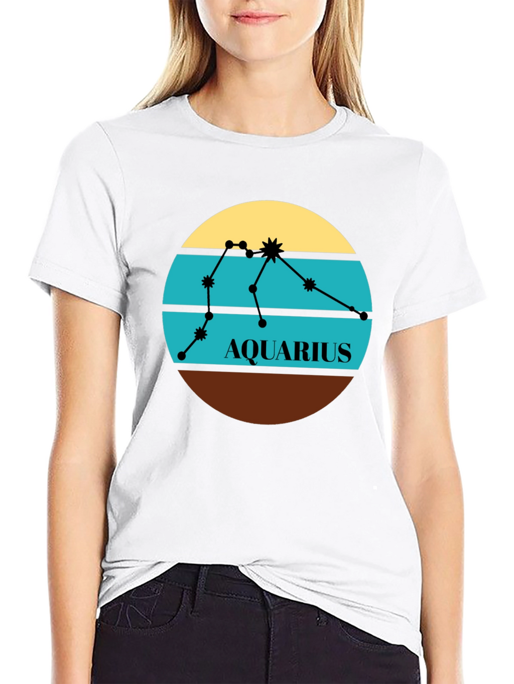 Aquarius Zodiac T-Shirt - Retro Constellation Design