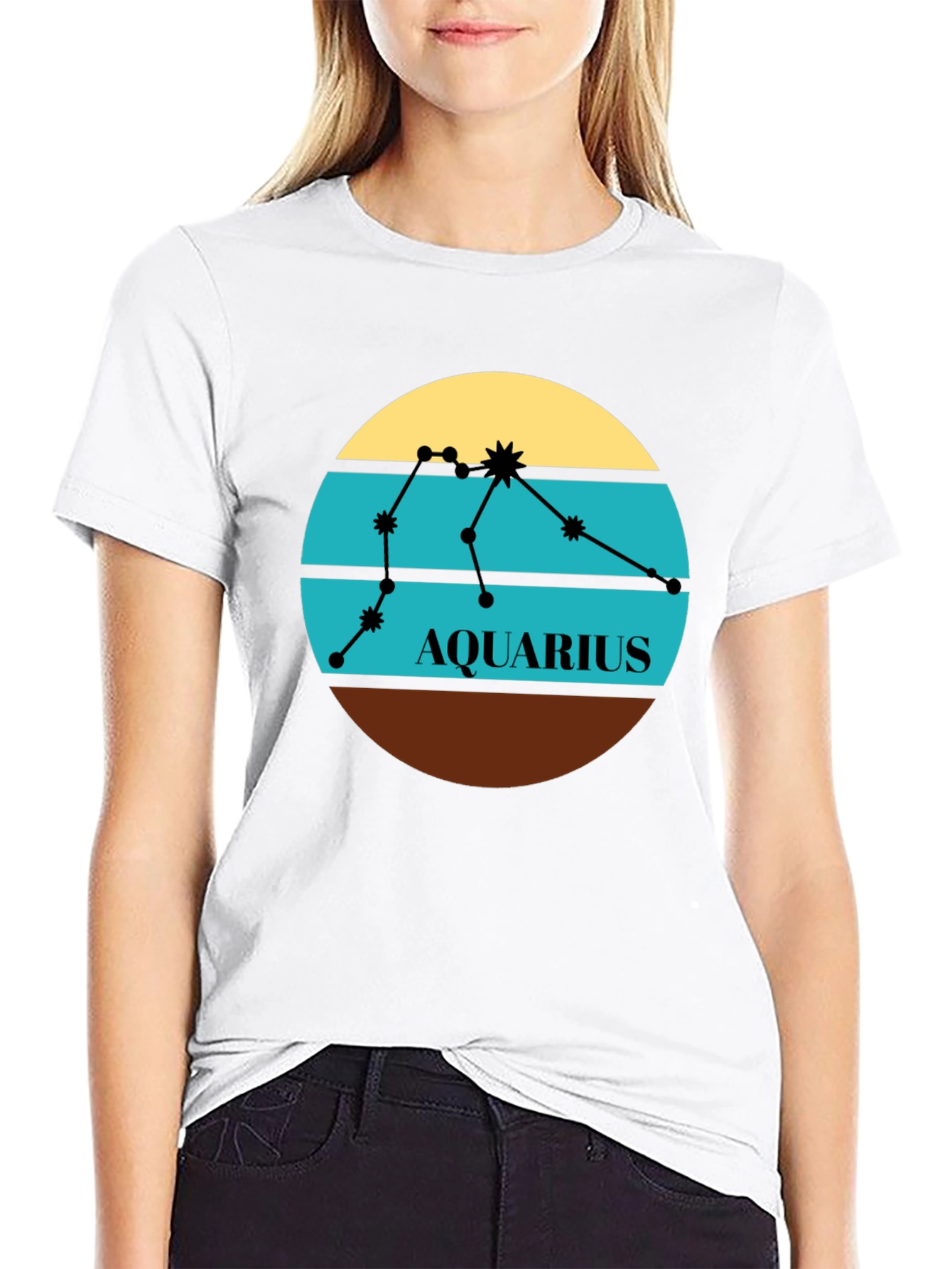 Aquarius Zodiac T-Shirt - Retro Constellation Design