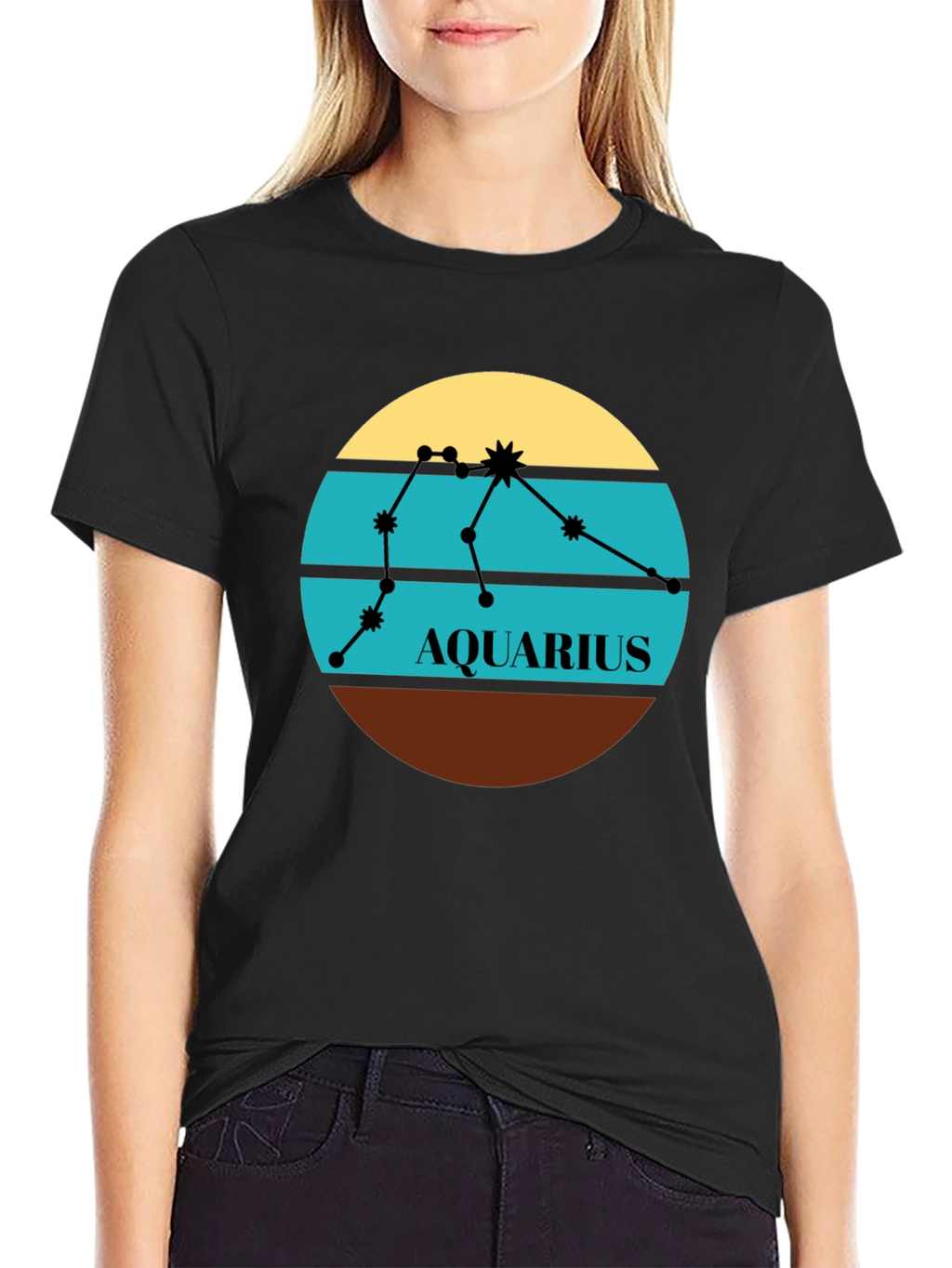 Aquarius Zodiac T-Shirt - Retro Constellation Design
