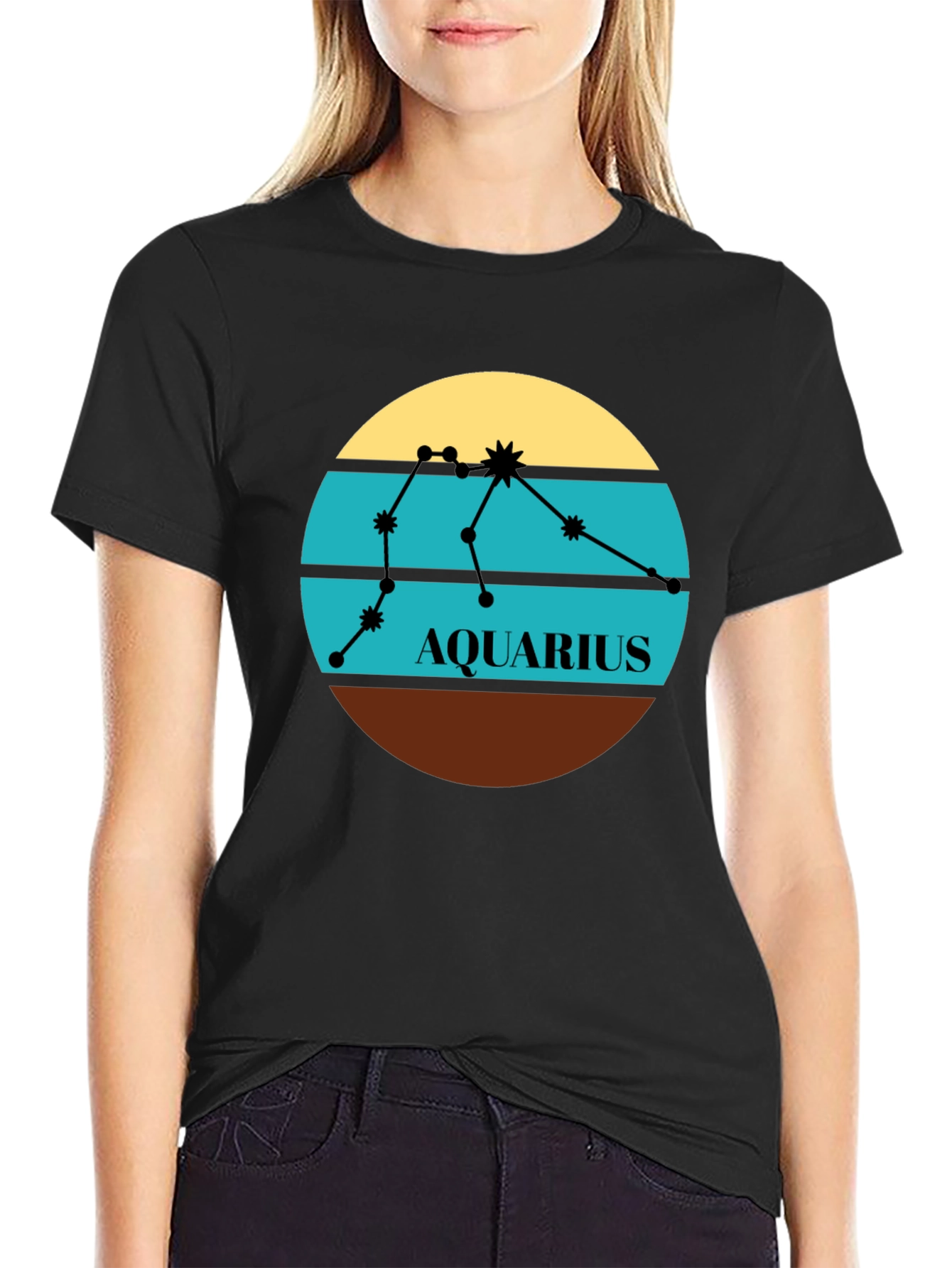 Aquarius Zodiac T-Shirt - Retro Constellation Design