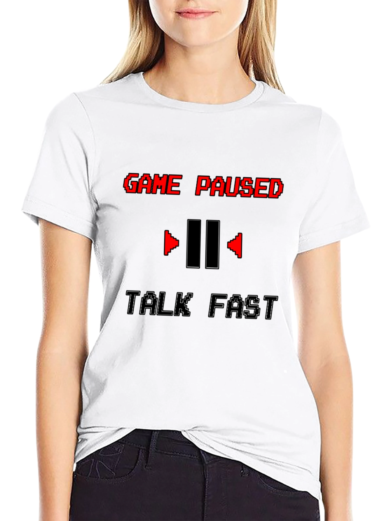 Game Paused Talk Fast Black Graphic Tee