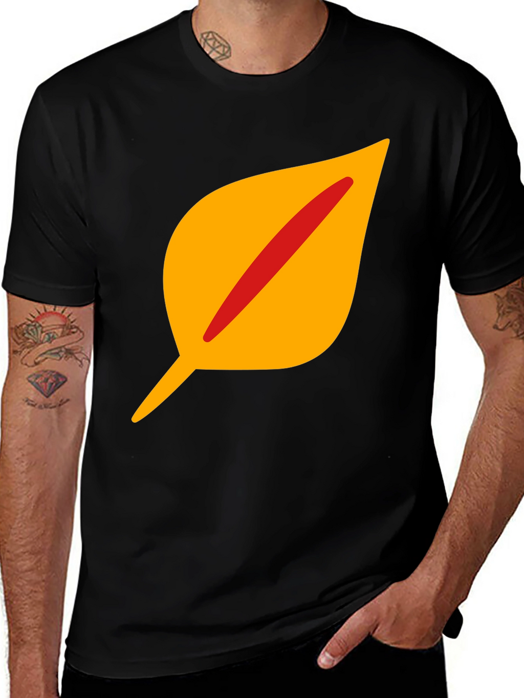 Leaf Graphic Tee - Stylish Black Cotton T-Shirt