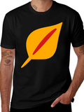 Leaf Graphic Tee - Stylish Black Cotton T-Shirt