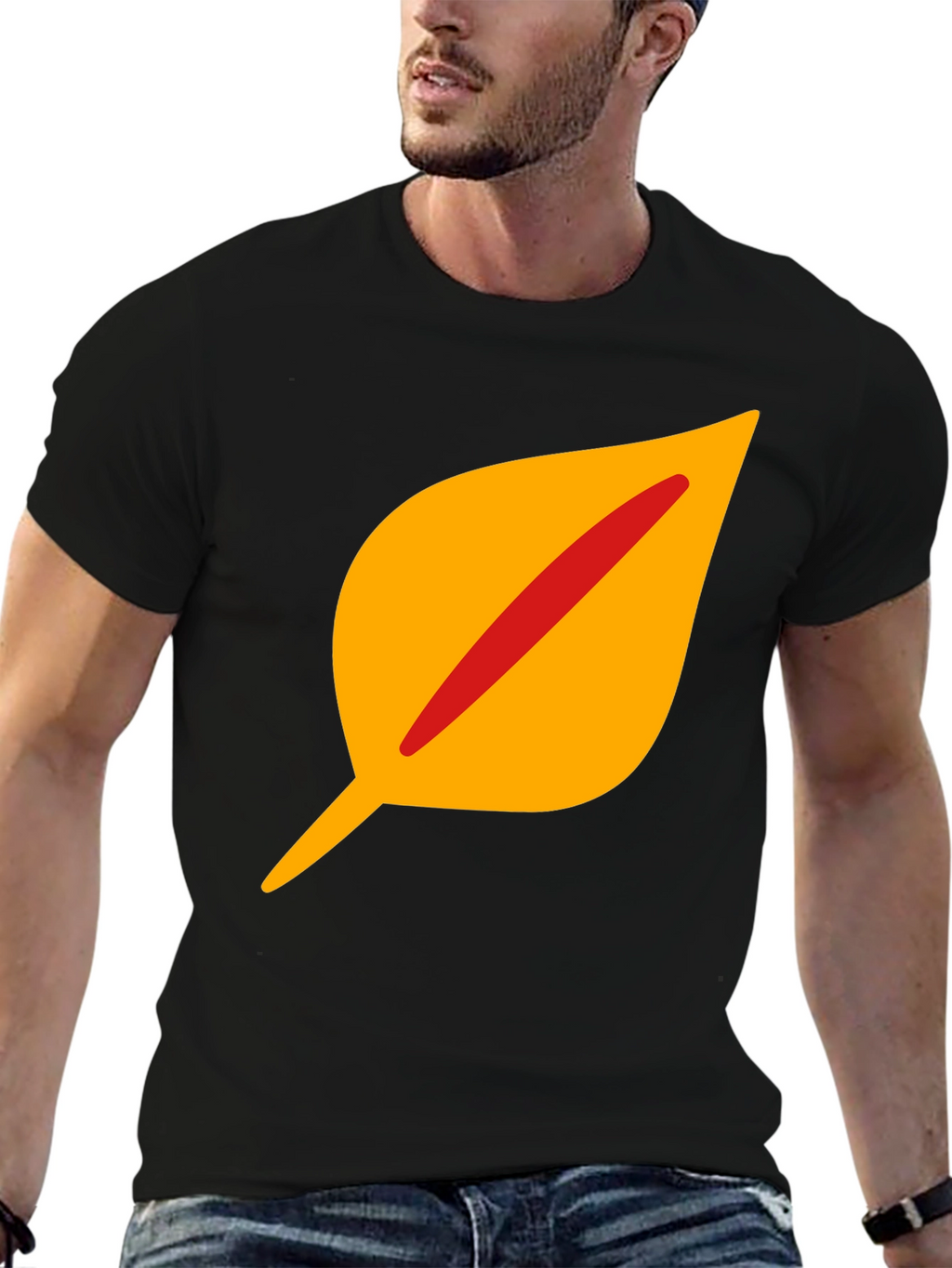 Leaf Graphic Tee - Stylish Black Cotton T-Shirt