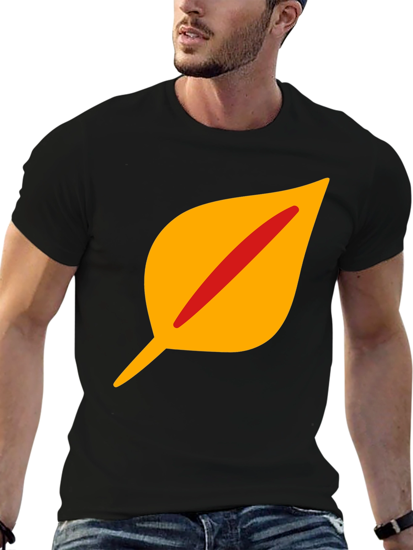 Leaf Graphic Tee - Stylish Black Cotton T-Shirt