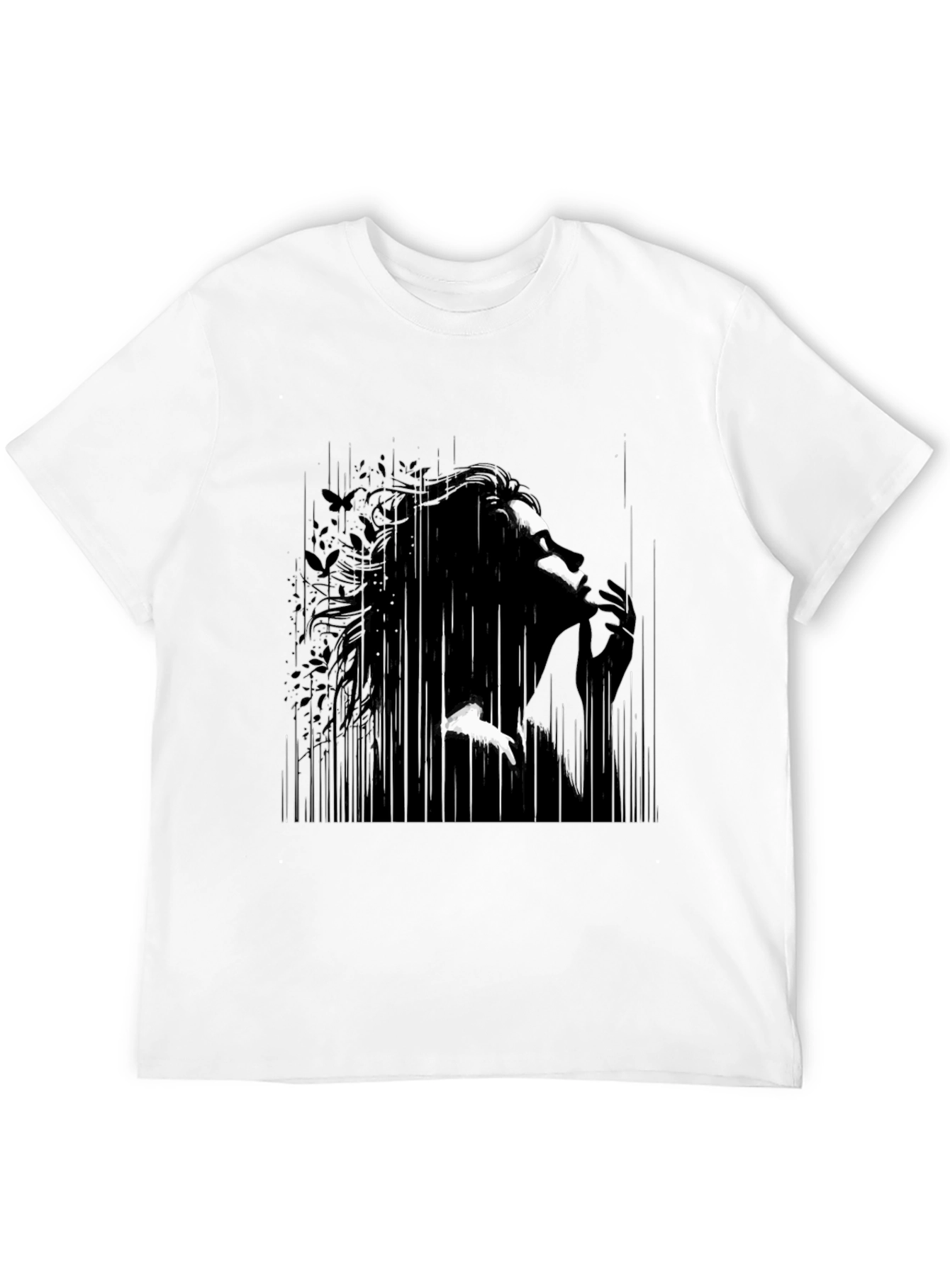 Abstract Silhouette Graphic Black T-Shirt
