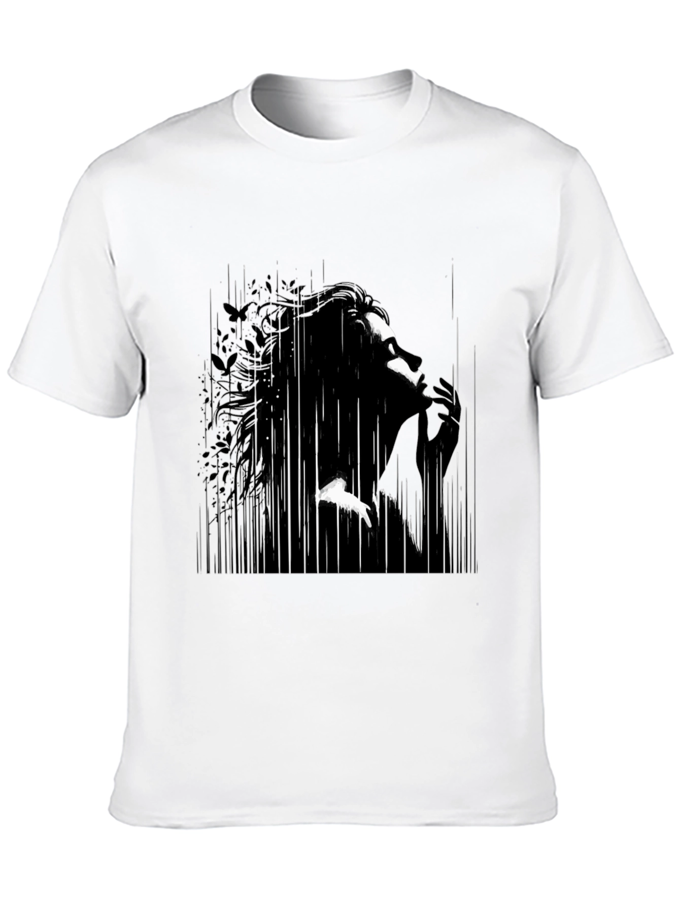 Abstract Silhouette Graphic Black T-Shirt