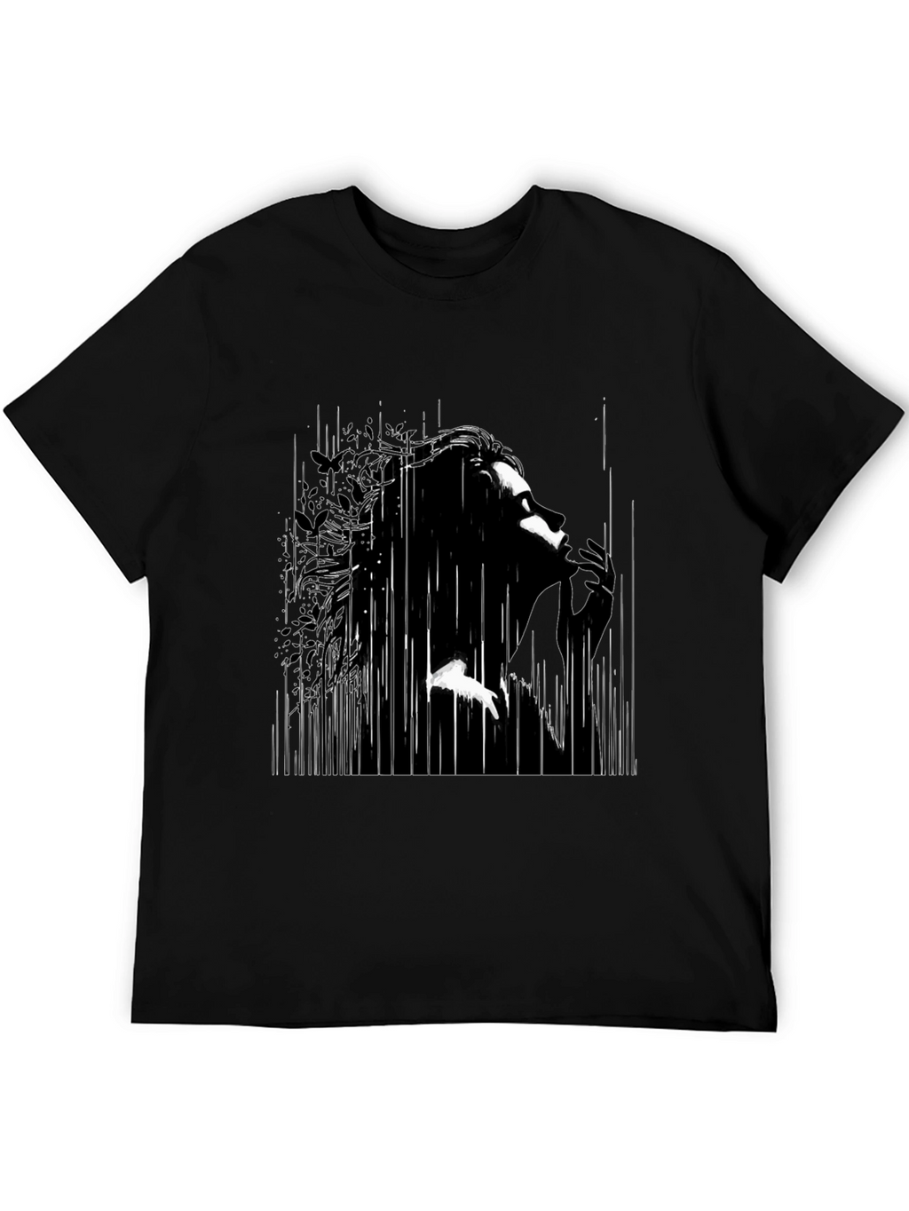 Abstract Silhouette Graphic Black T-Shirt