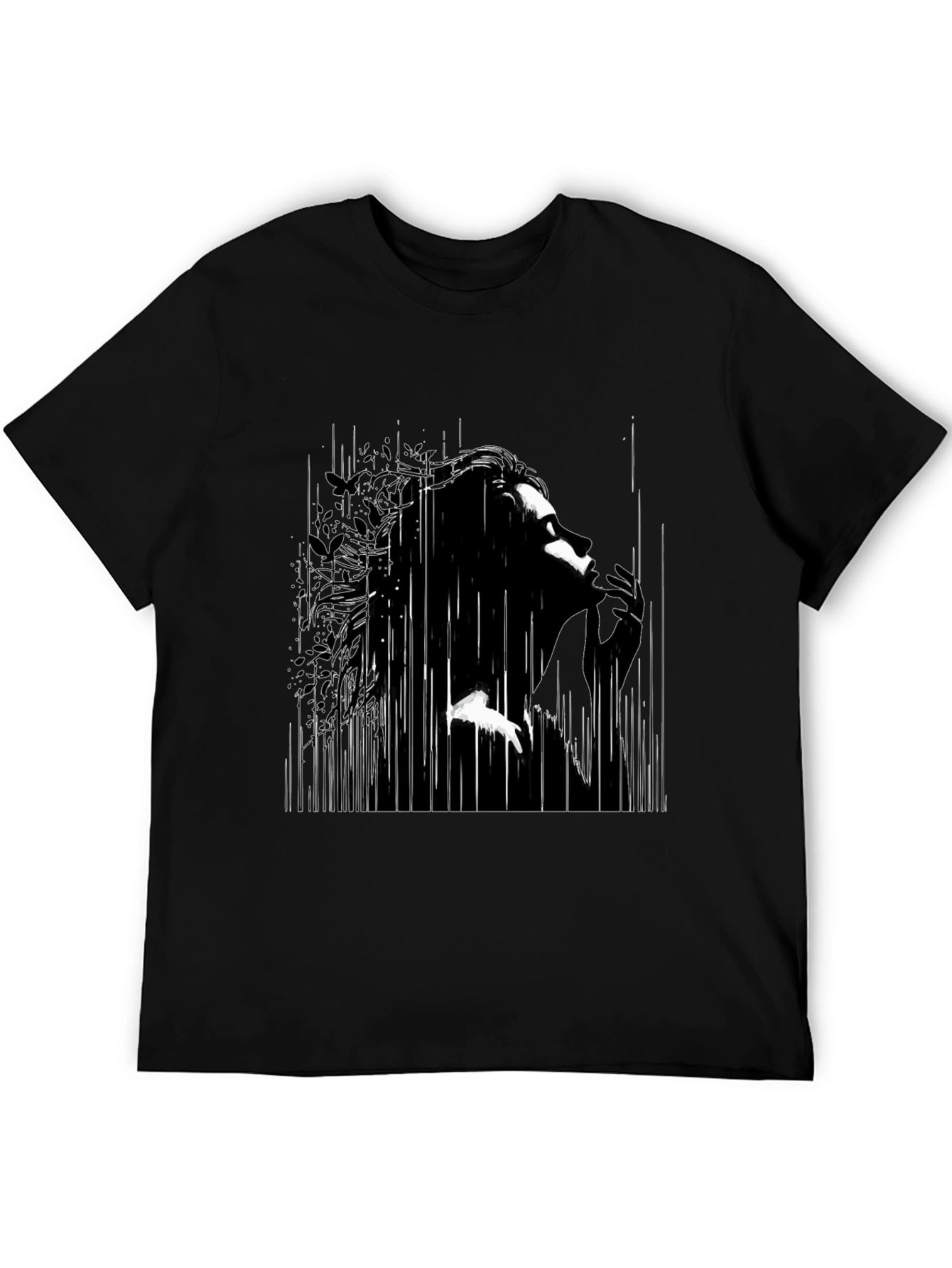 Abstract Silhouette Graphic Black T-Shirt
