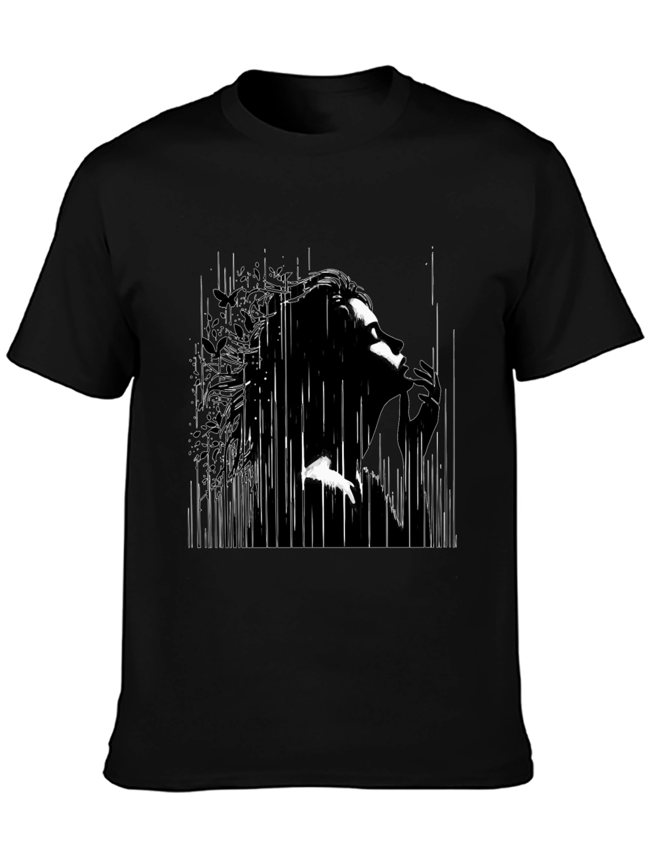 Abstract Silhouette Graphic Black T-Shirt