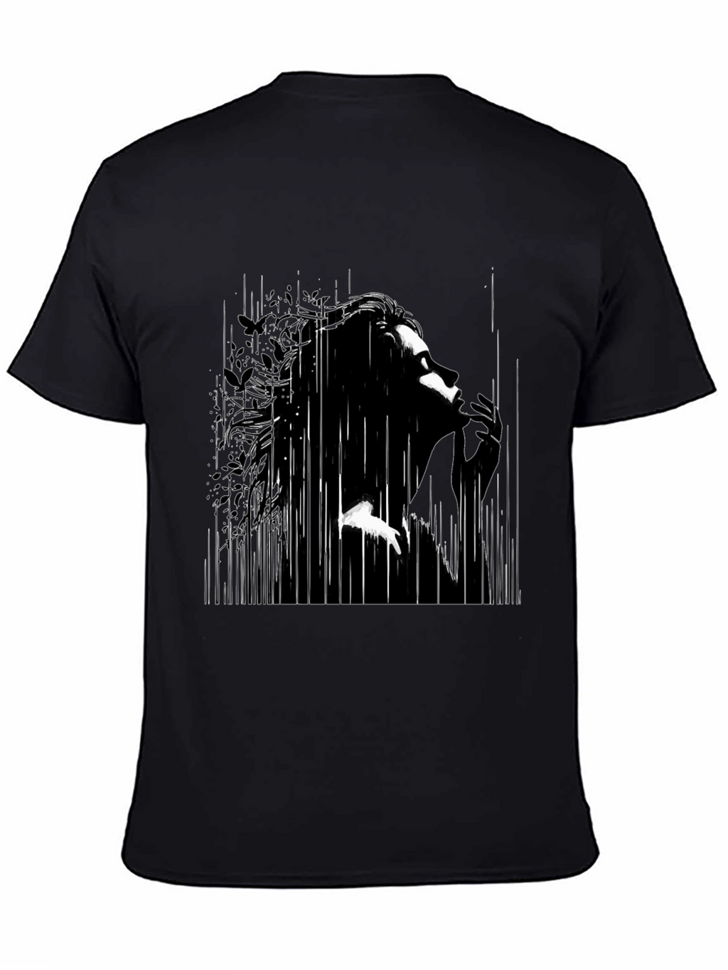 Abstract Silhouette Graphic Black T-Shirt