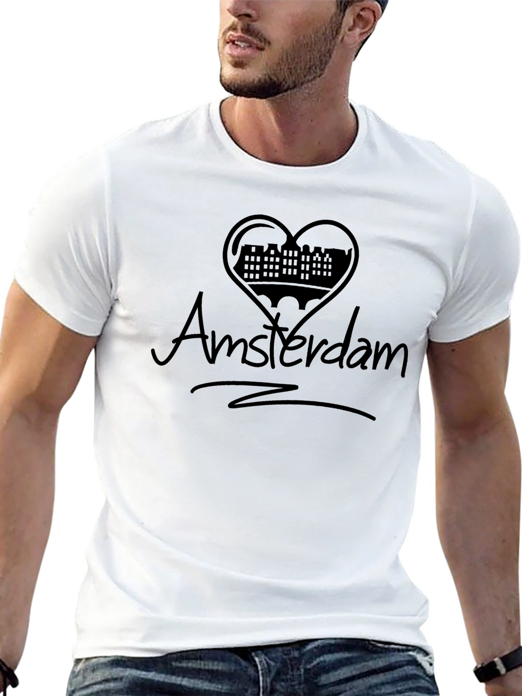 Amsterdam Heartbeat Mens Black T-Shirt