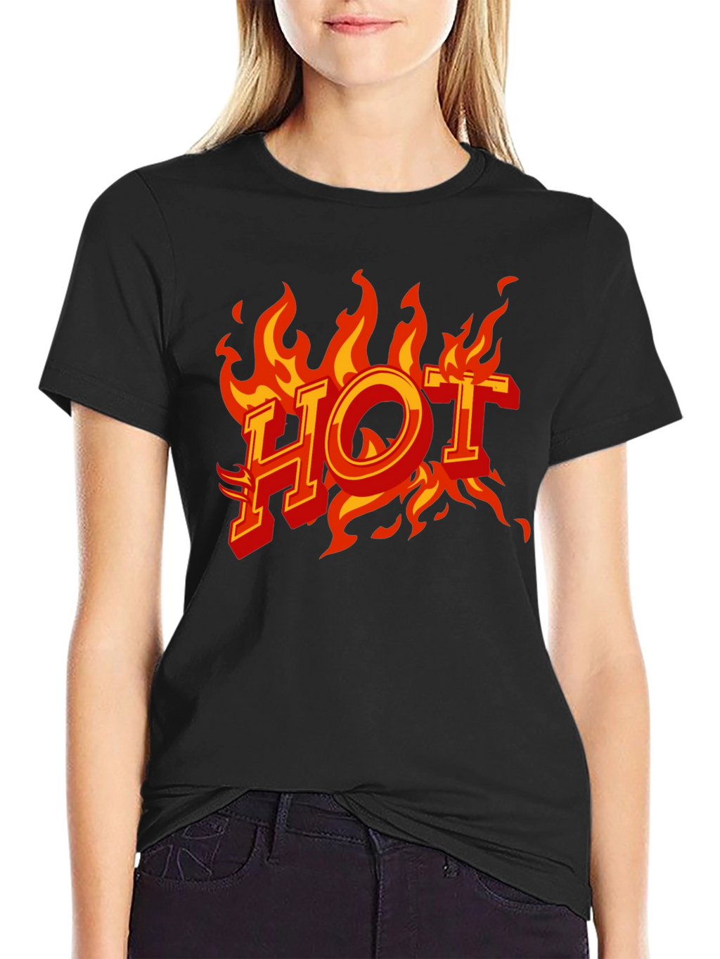 Hot Flames Graphic Print Black T-Shirt