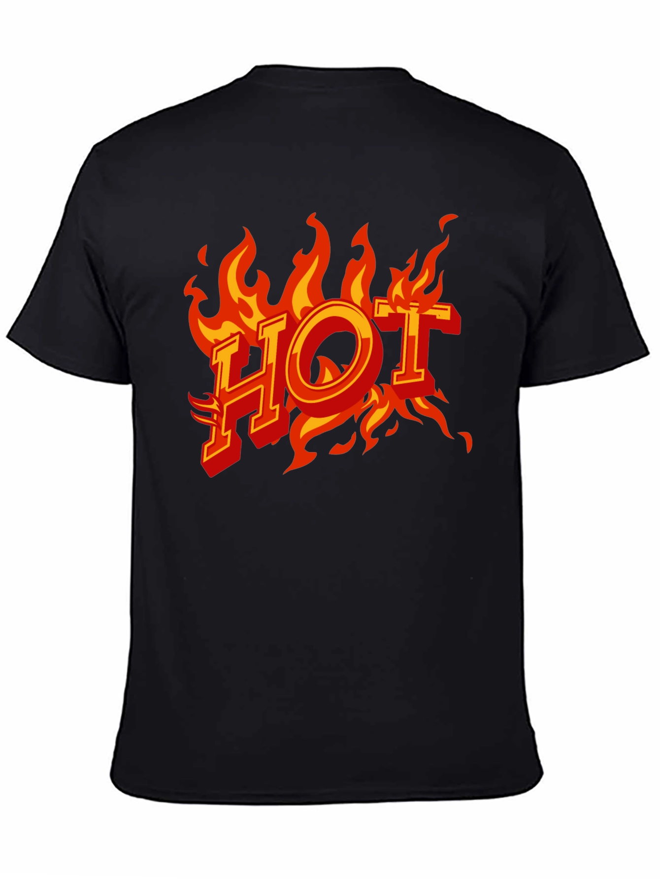 Hot Flames Graphic Print Black T-Shirt