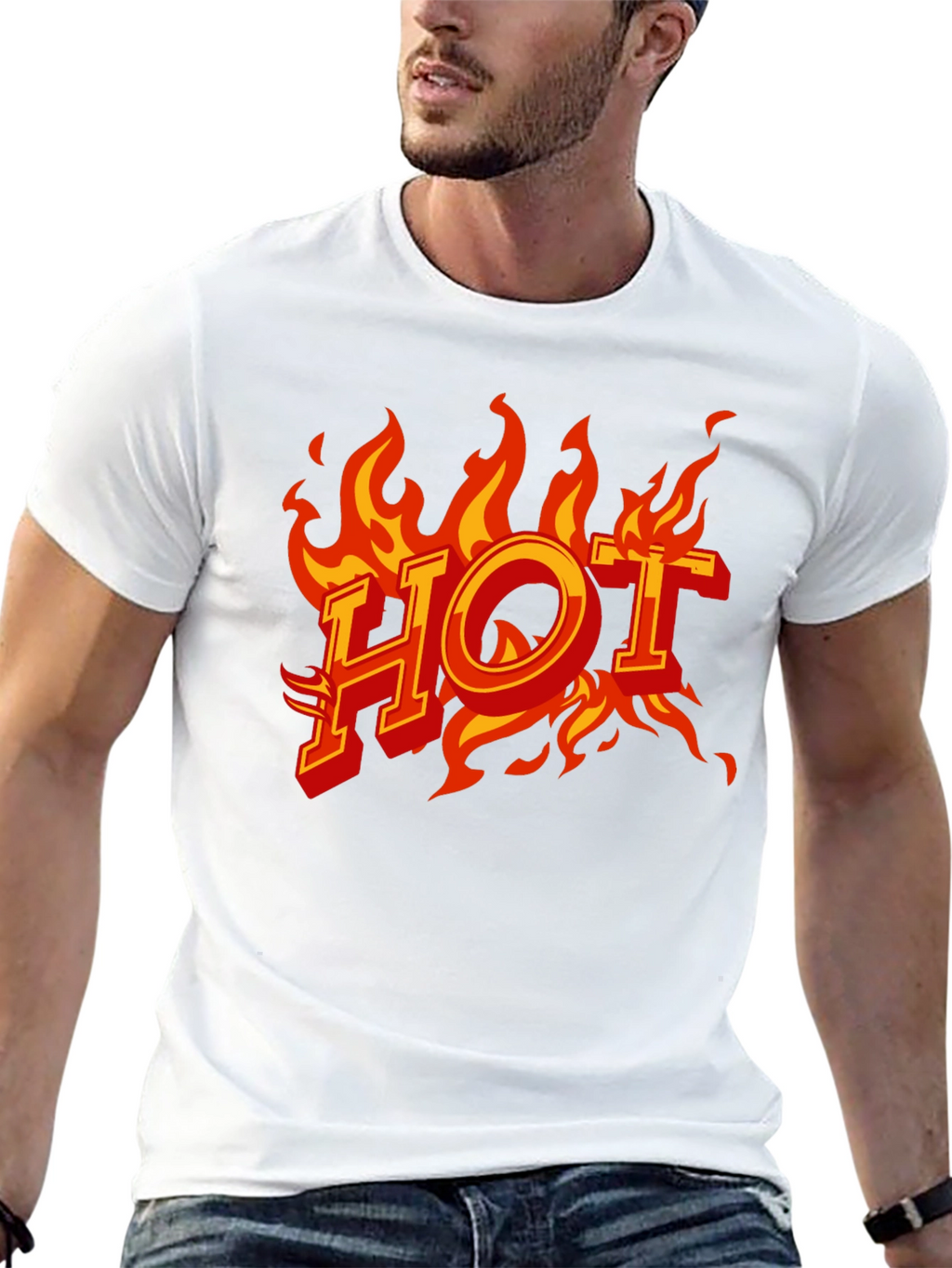 Hot Flames Graphic Print Black T-Shirt