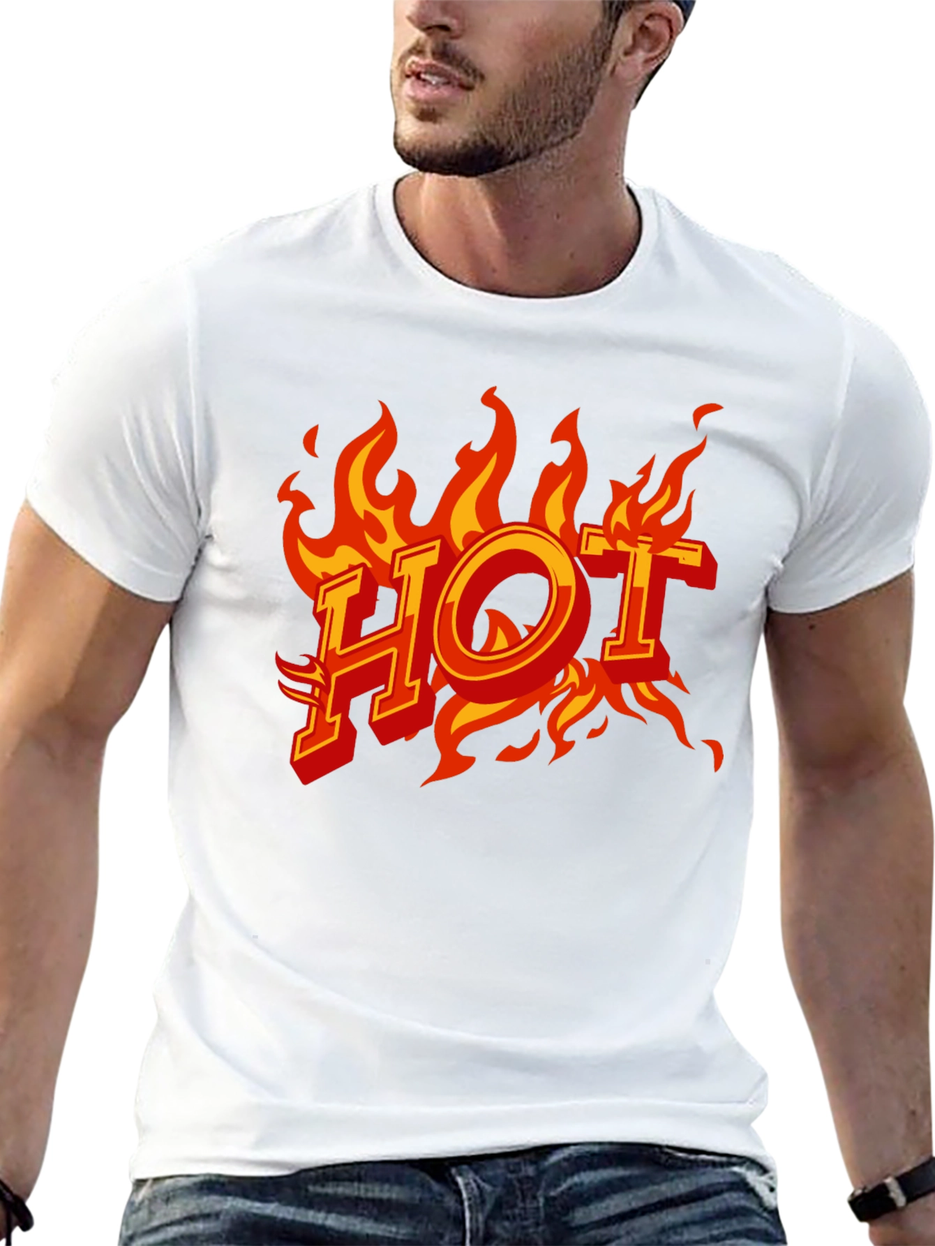 Hot Flames Graphic Print Black T-Shirt