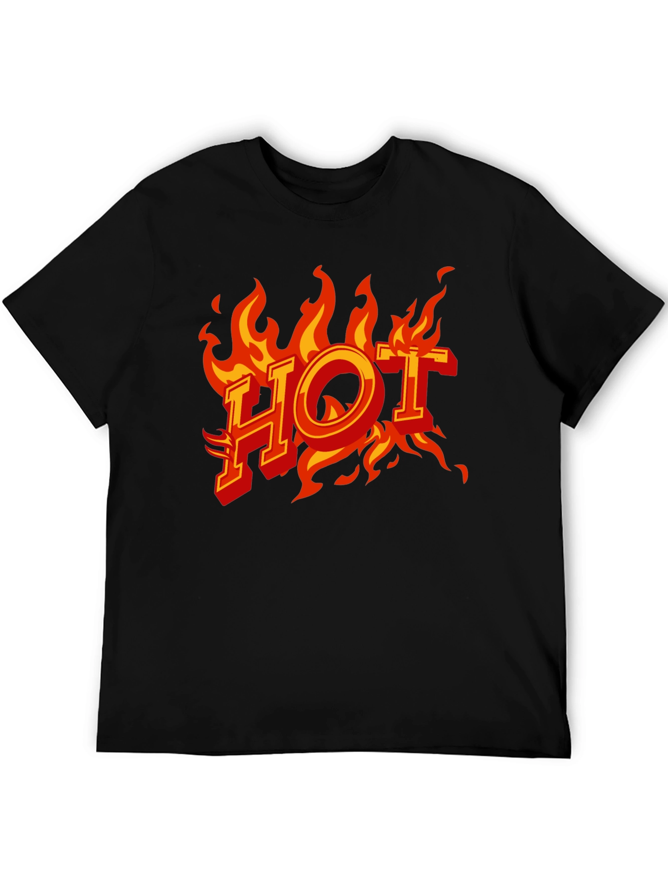 Hot Flames Graphic Print Black T-Shirt