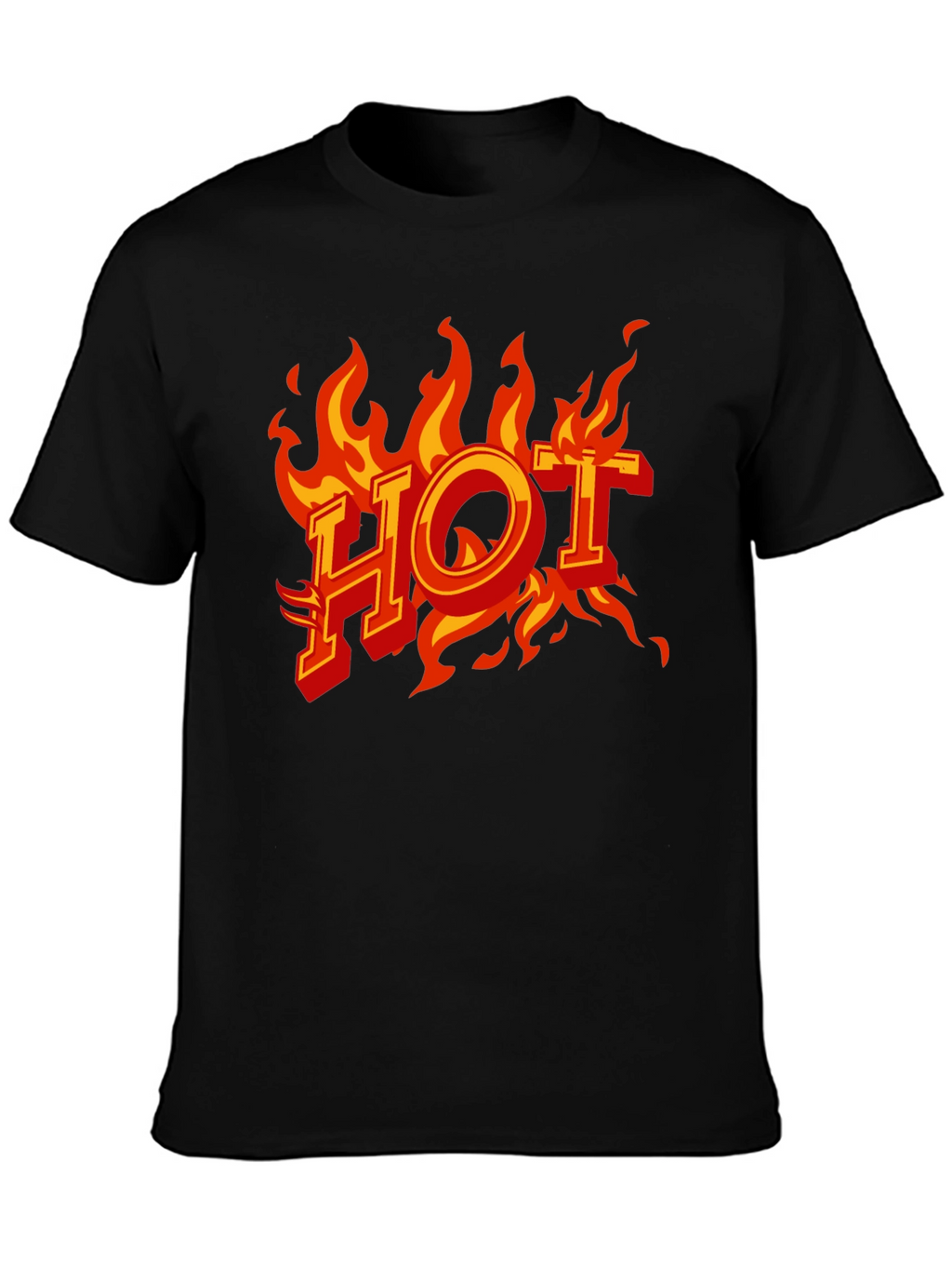 Hot Flames Graphic Print Black T-Shirt