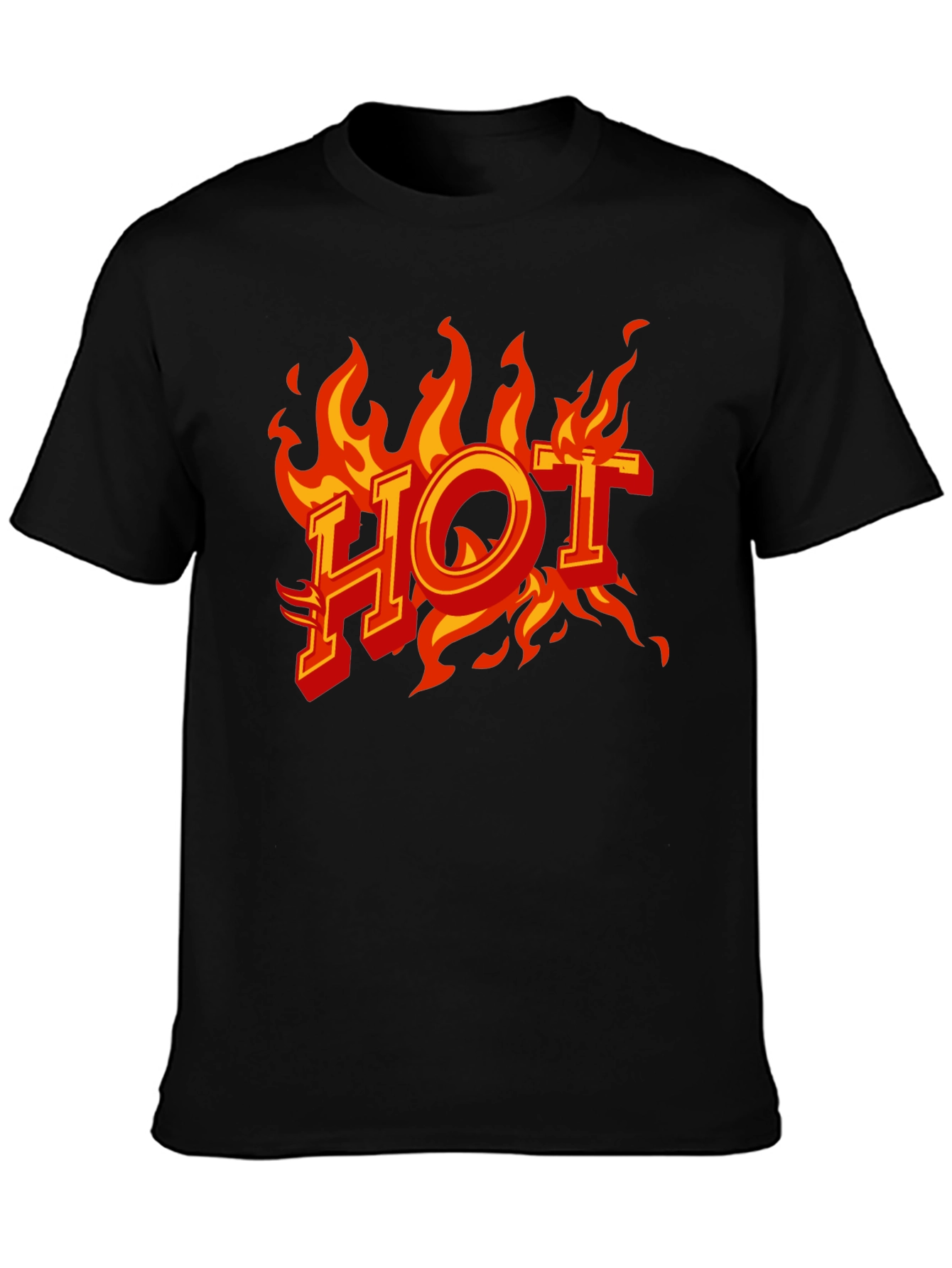 Hot Flames Graphic Print Black T-Shirt