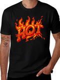Hot Flames Graphic Print Black T-Shirt