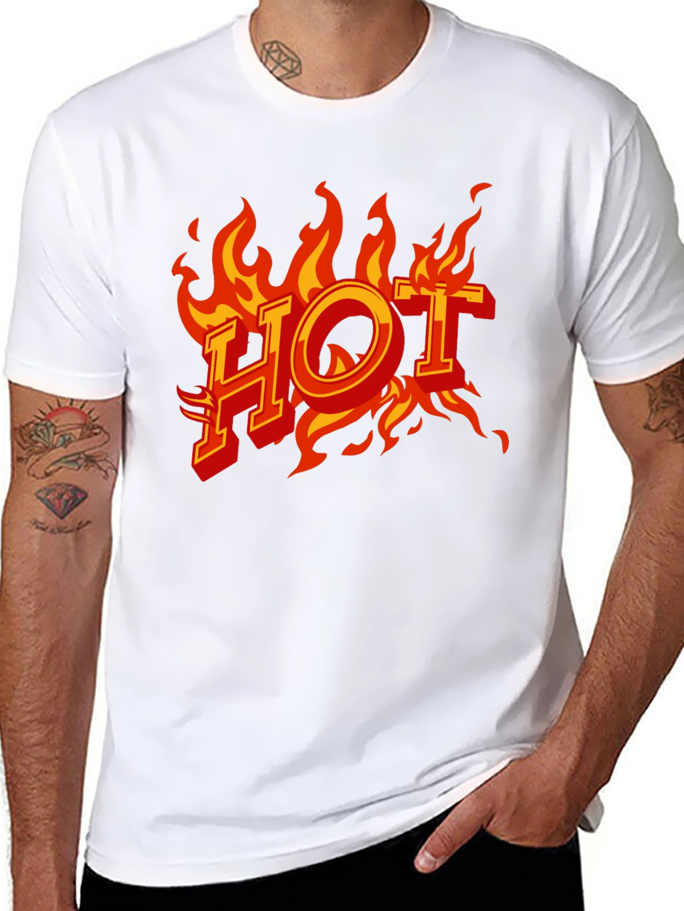 Hot Flames Graphic Print Black T-Shirt