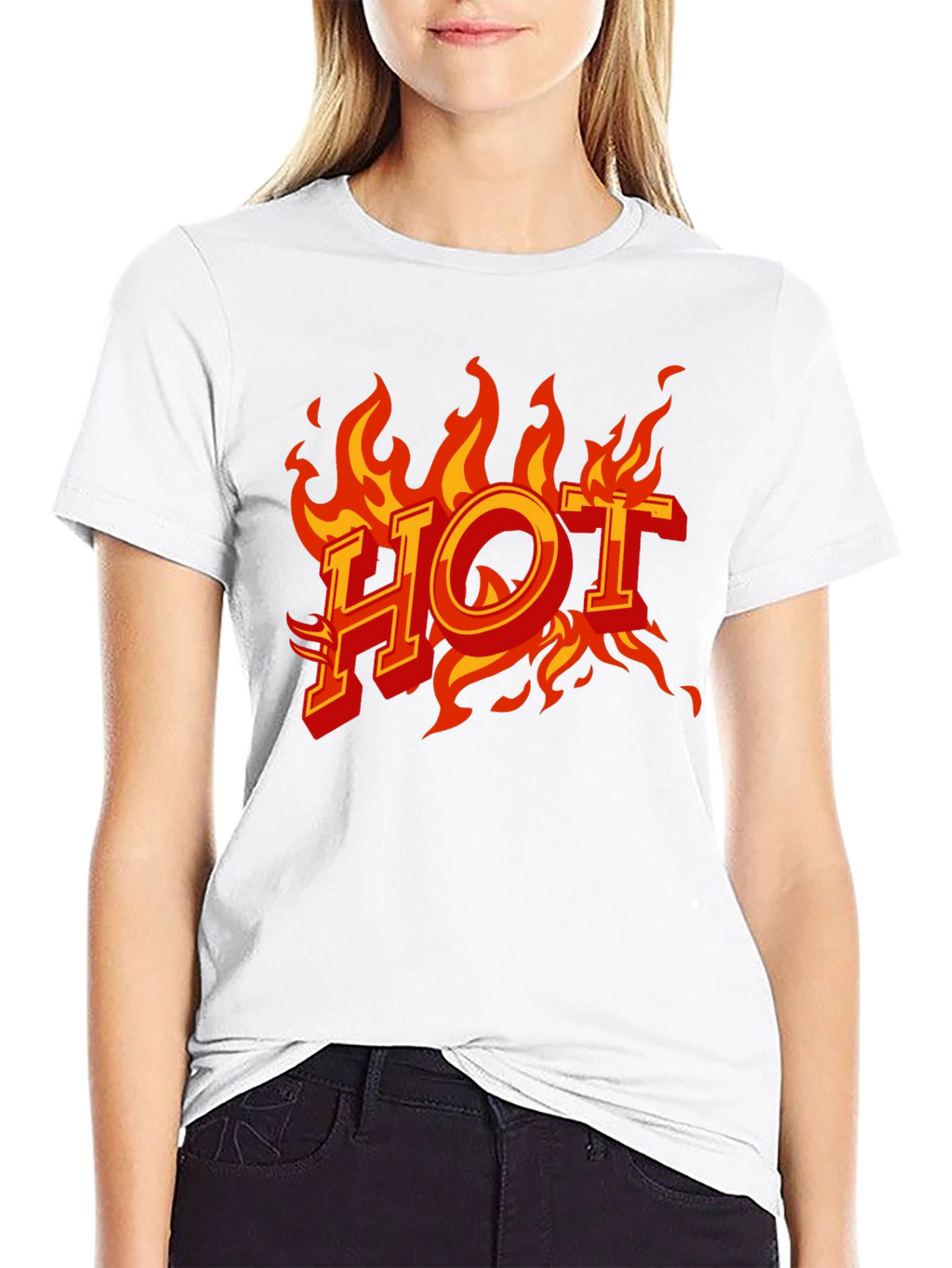 Hot Flames Graphic Print Black T-Shirt