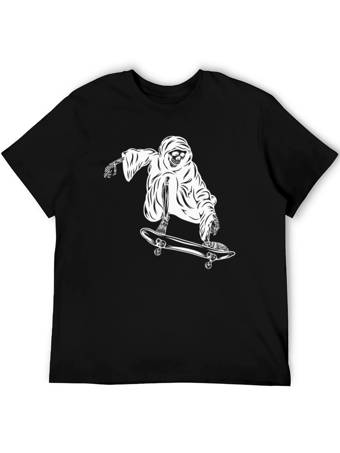 Grim Reaper Skateboarder Graphic T-Shirt - Black