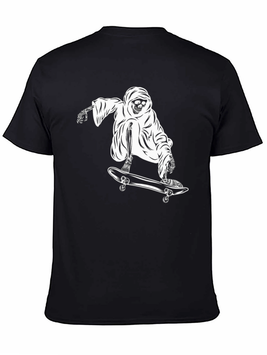 Grim Reaper Skateboarder Graphic T-Shirt - Black