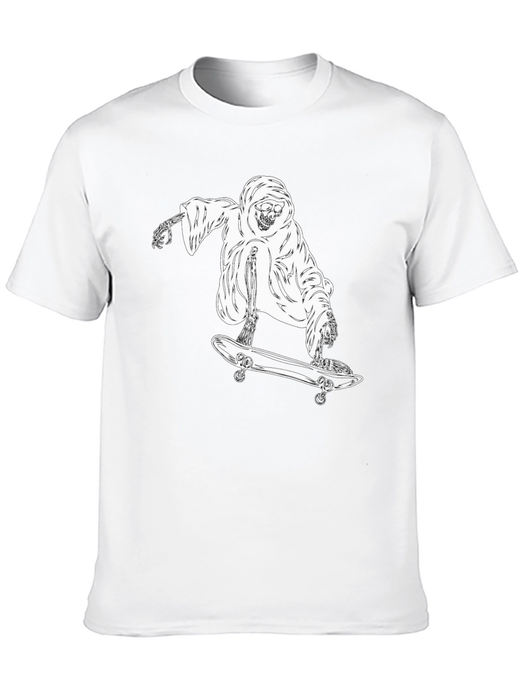 Grim Reaper Skateboarder Graphic T-Shirt - Black