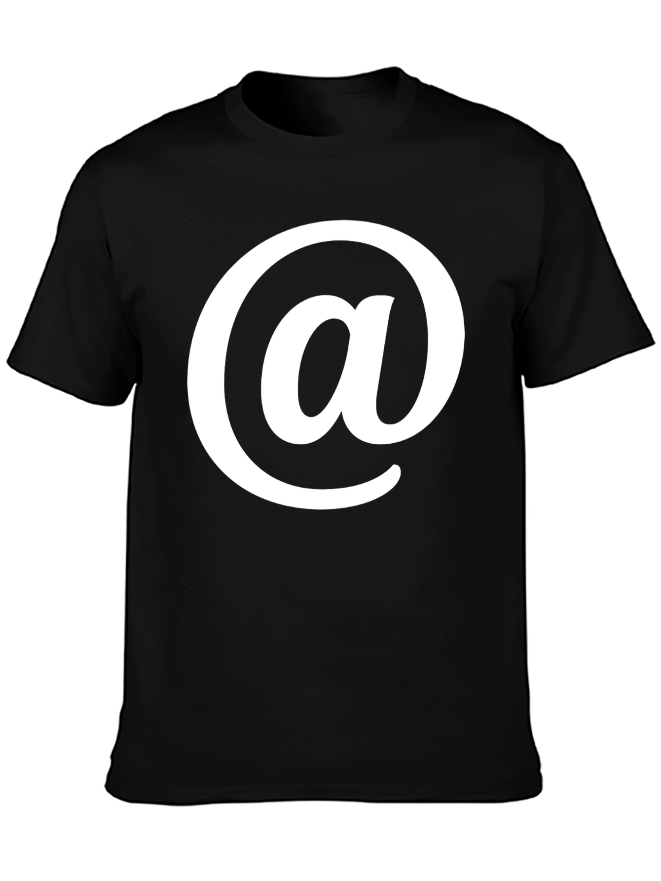 Black T-Shirt with White At Symbol Design
