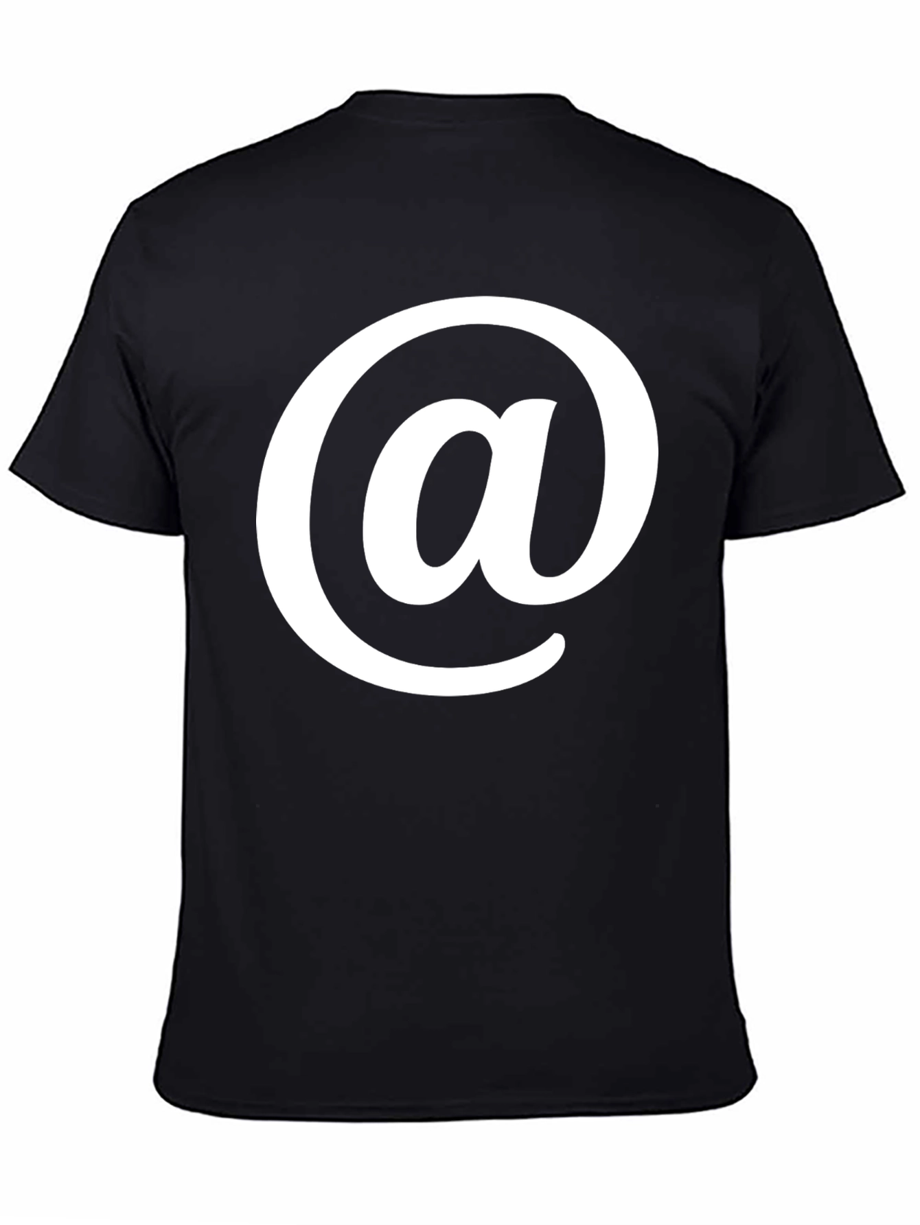 Black T-Shirt with White At Symbol Design