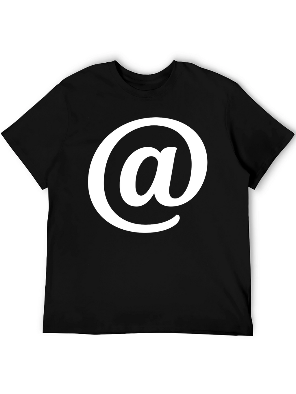 Black T-Shirt with White At Symbol Design