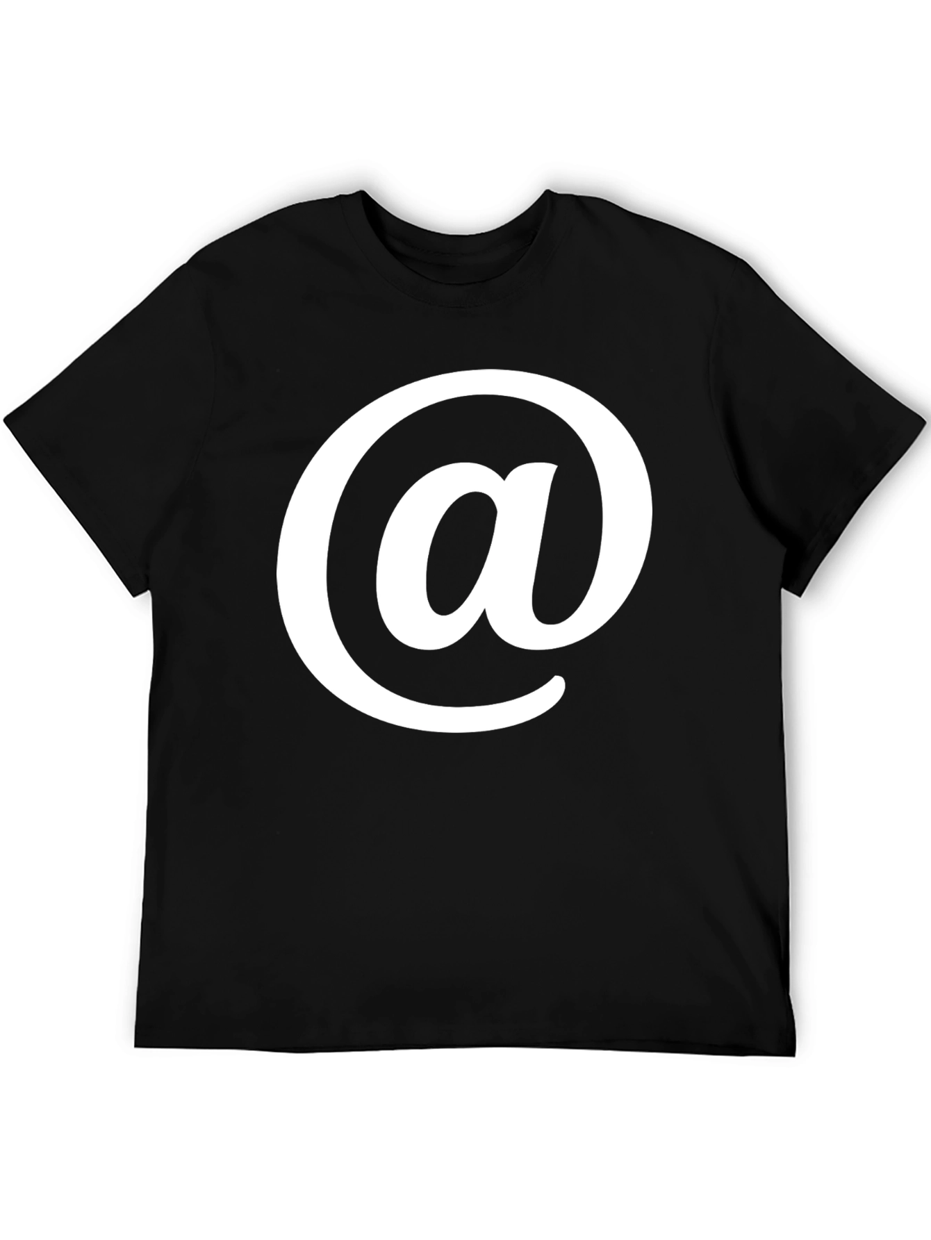 Black T-Shirt with White At Symbol Design